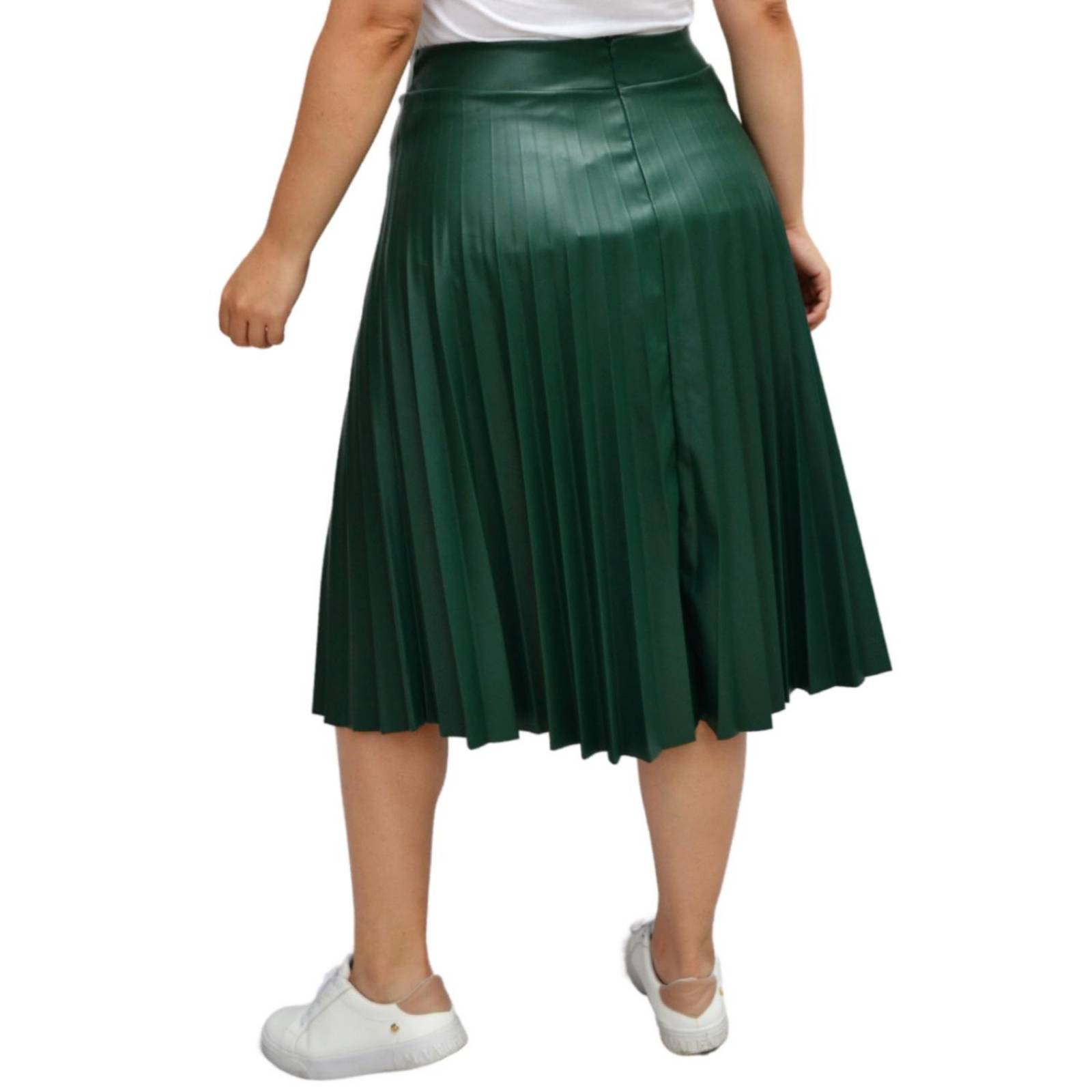 Falda Plisada de vinipiel, talla extra modelo 2711 (verde) 