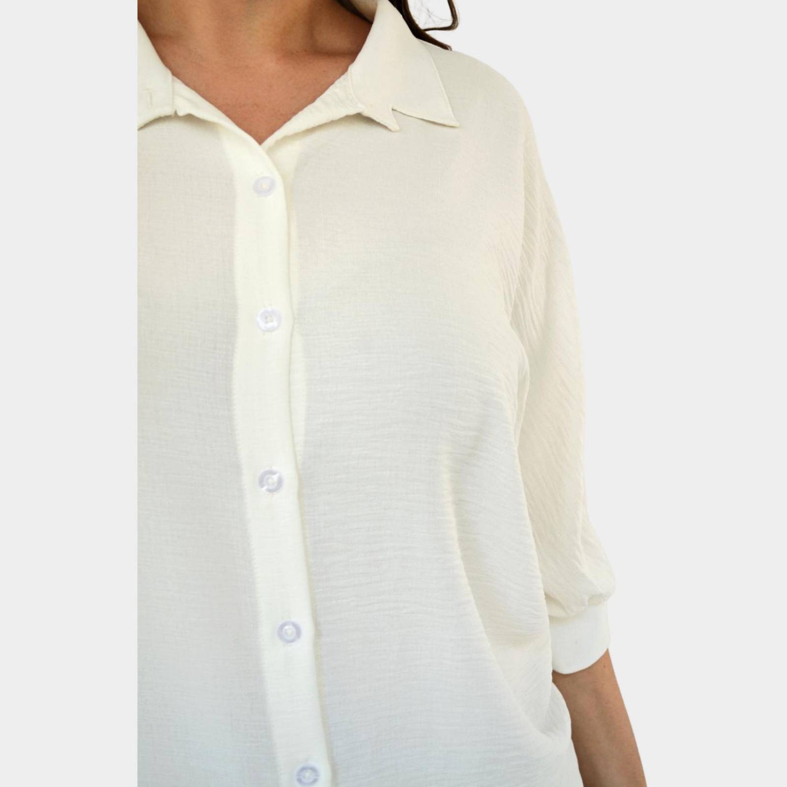 Vestido camisero oversize en talla extra, modelo 1306 (Blanco) 