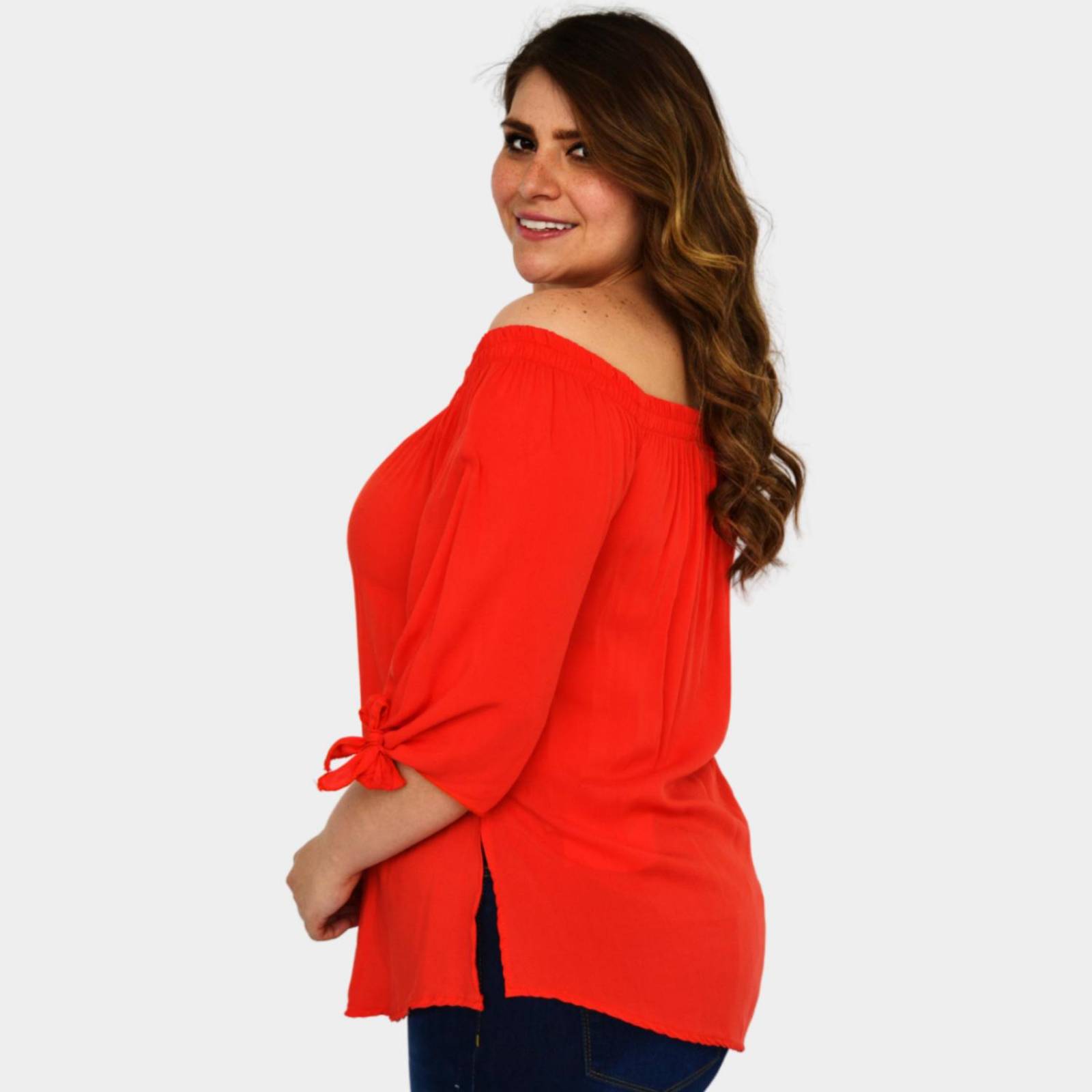 Blusa campesina talla extra, modelo 1608 (Naranja) 
