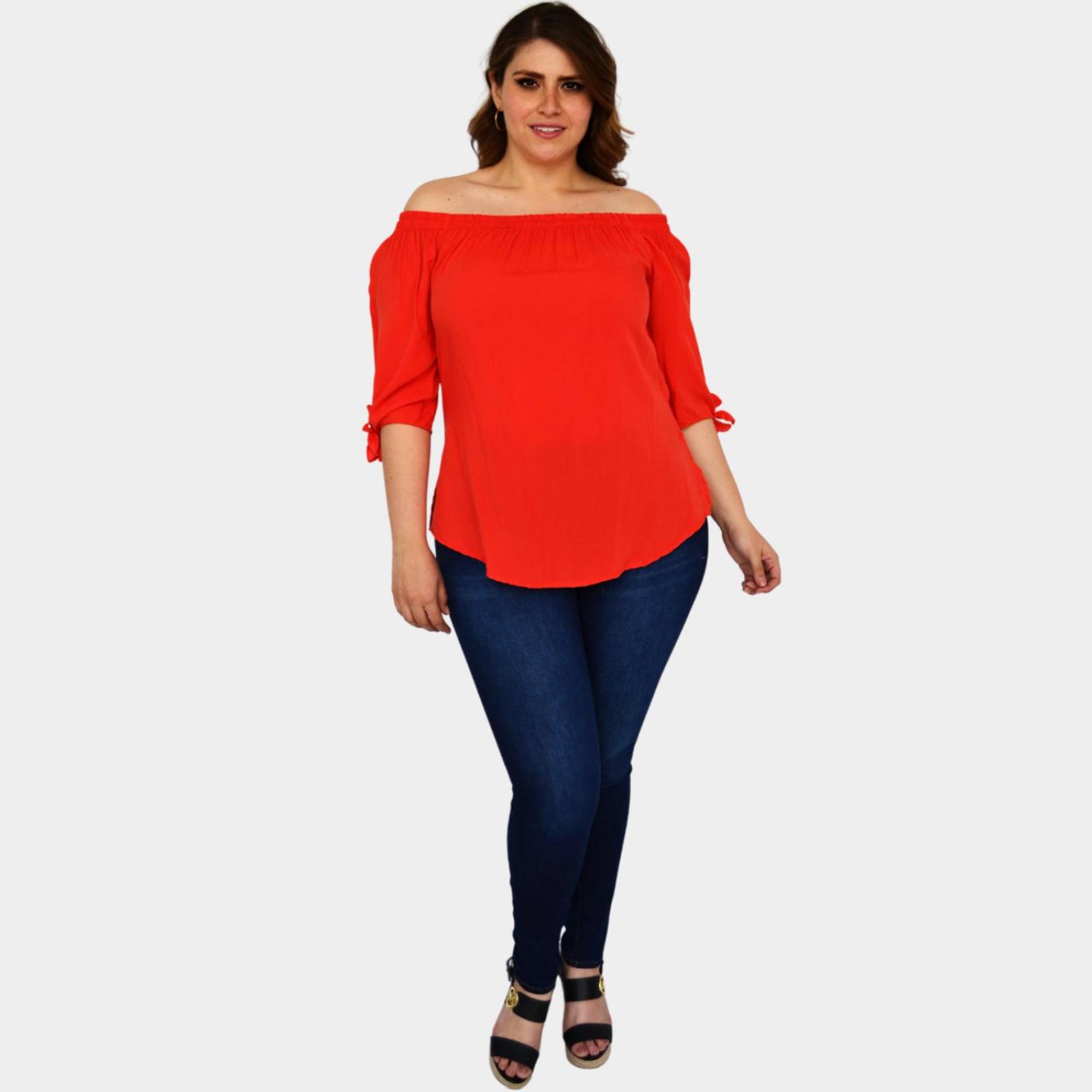 Blusa campesina talla extra, modelo 1608 (Naranja) 