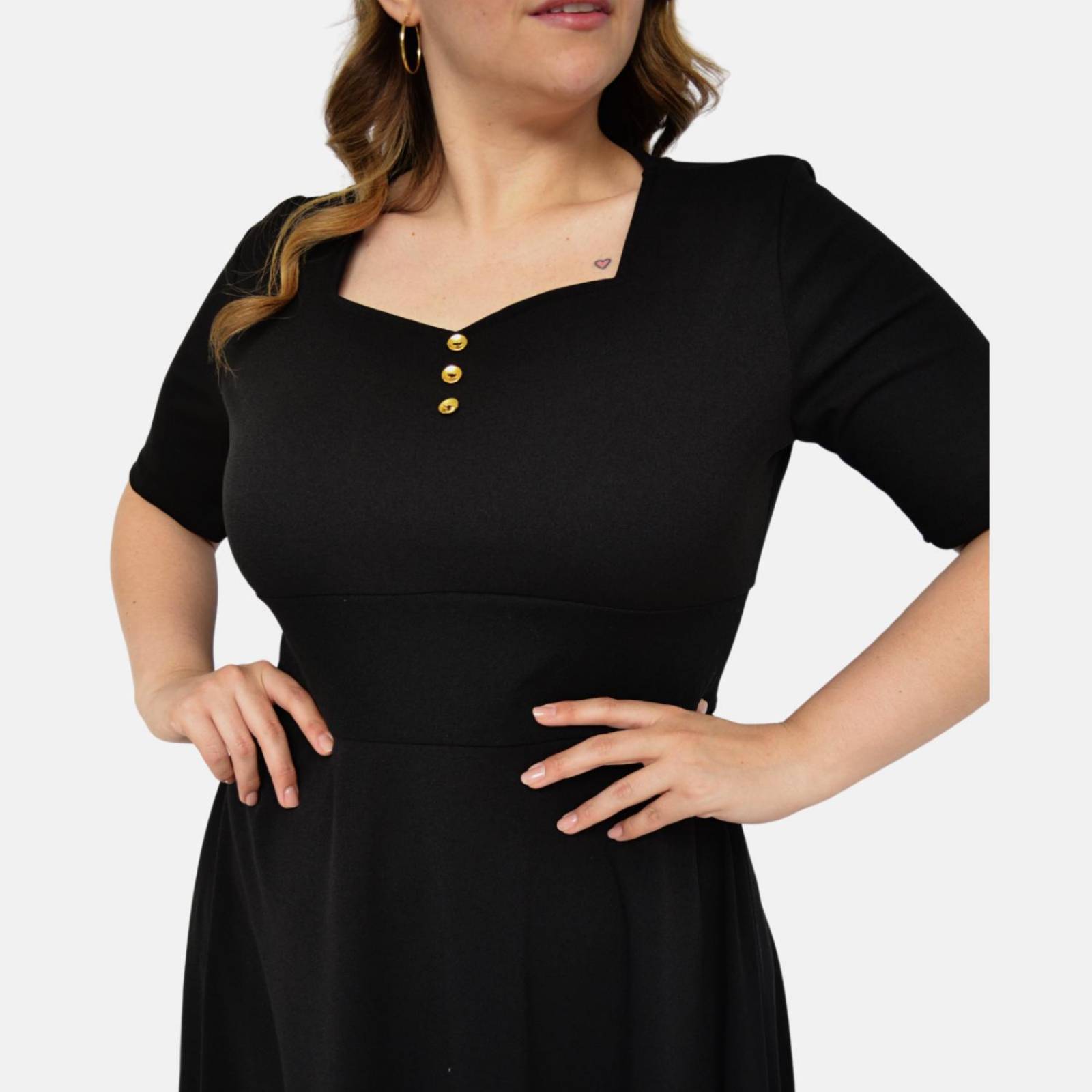 Vestido línea A (talla extra), modelo 4278 (Negro) 