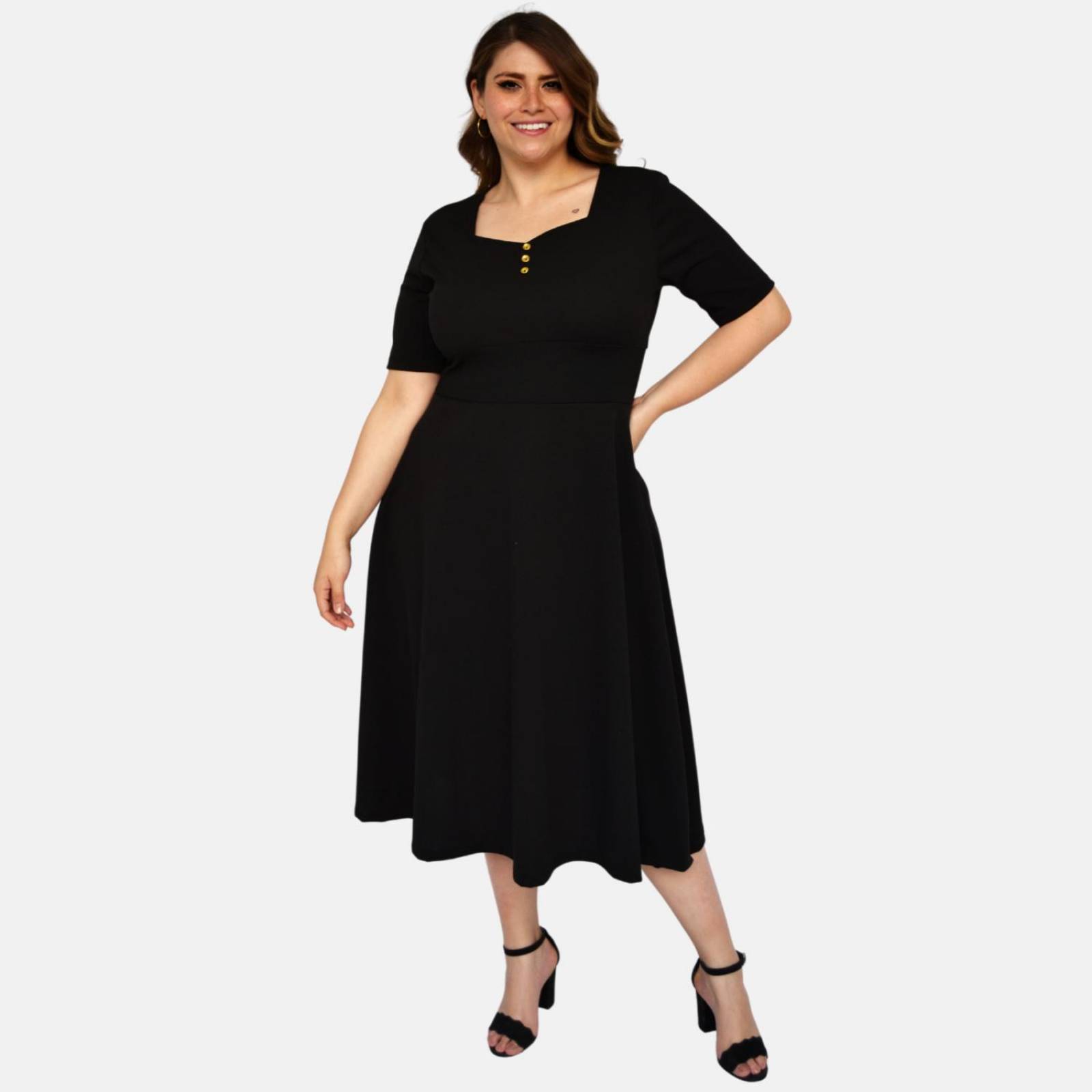 Vestido línea A (talla extra), modelo 4278 (Negro) 