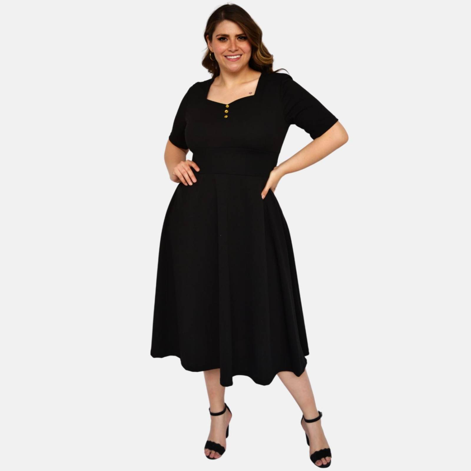 Vestido línea A (talla extra), modelo 4278 (Negro) 