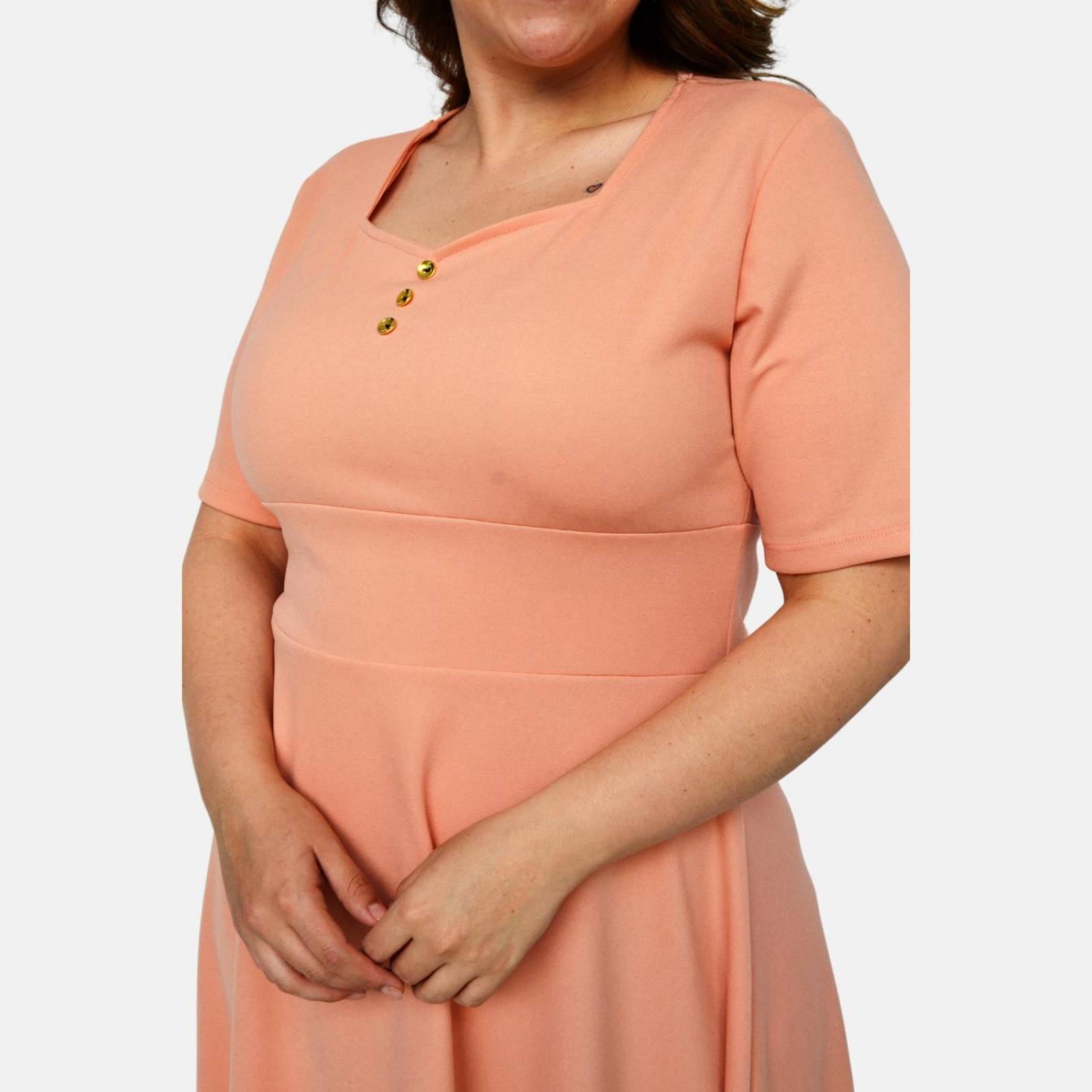 Vestido línea A (talla extra), modelo 4278 (Coral) 