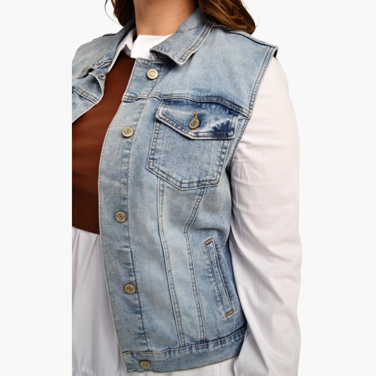 Chaleco de mezclilla juvenil, modelo CH-KL- 0051 (Light) 