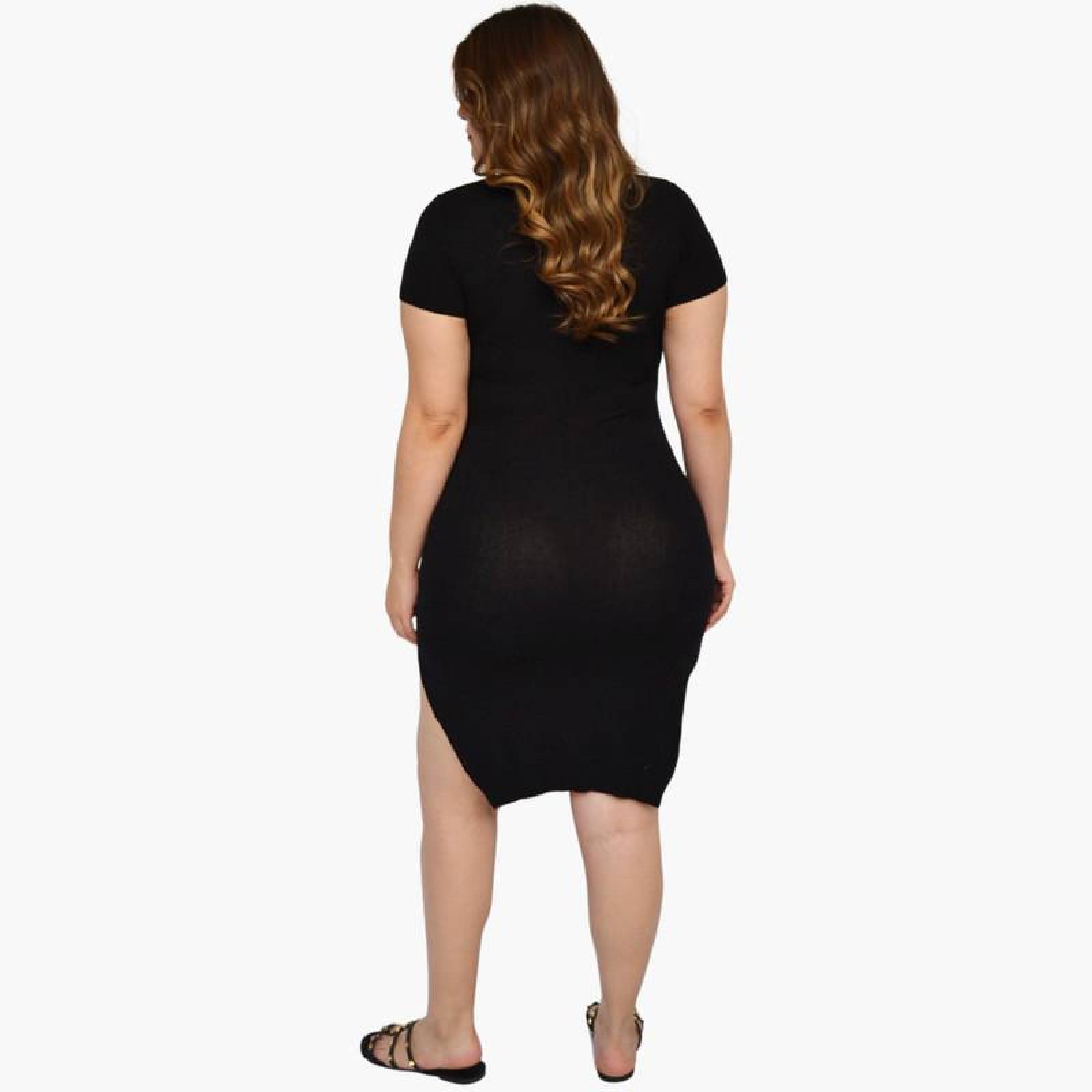 Vestido tejido talla extra, modelo 21329 (Negro) 