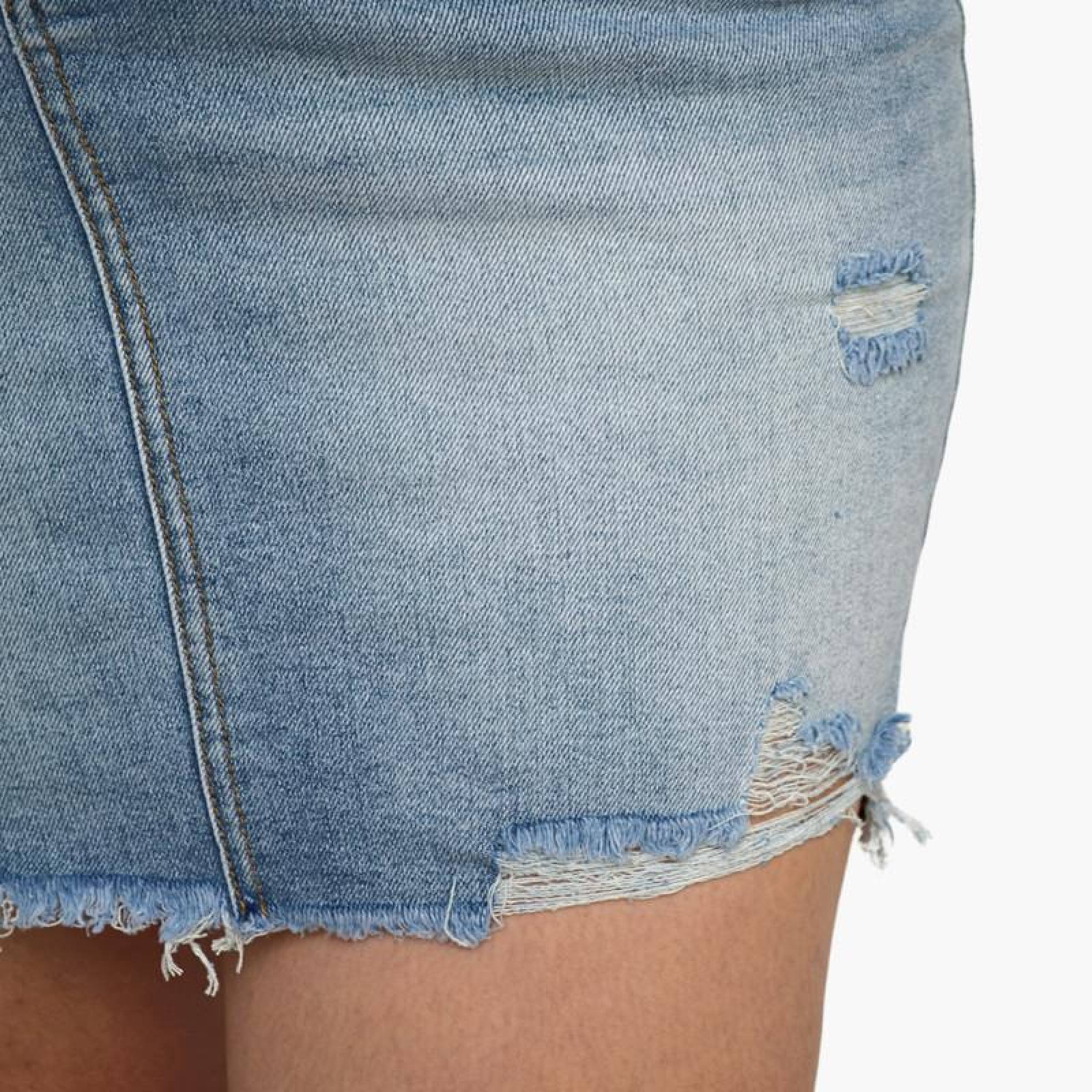 Falda de mezclilla deslavada (talla extra), modelo F 6285 