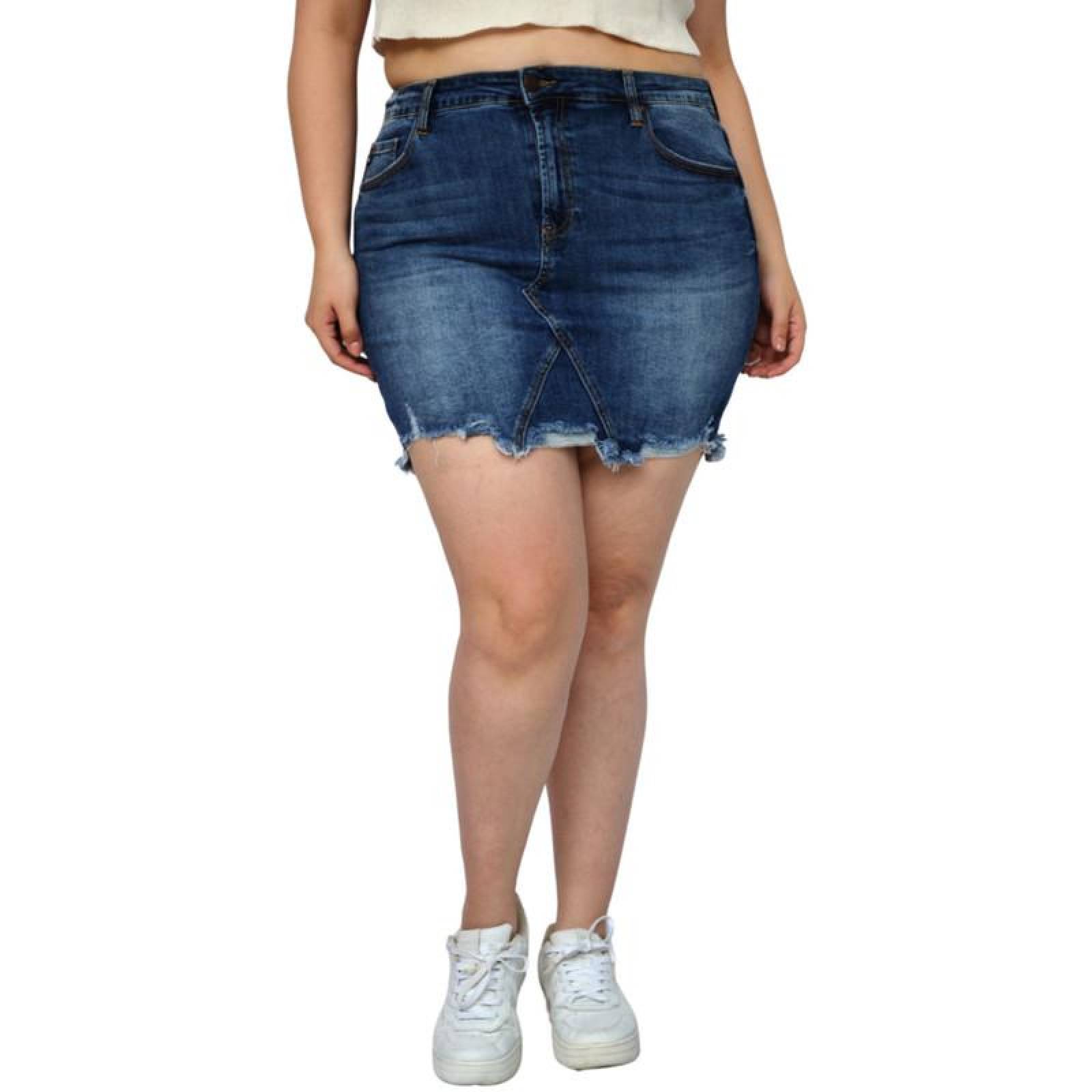 Falda de mezclilla talla extra, modelo F 6286 