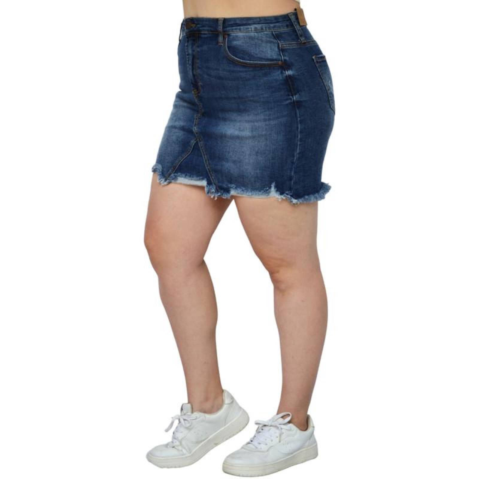 Falda de mezclilla talla extra, modelo F 6286 