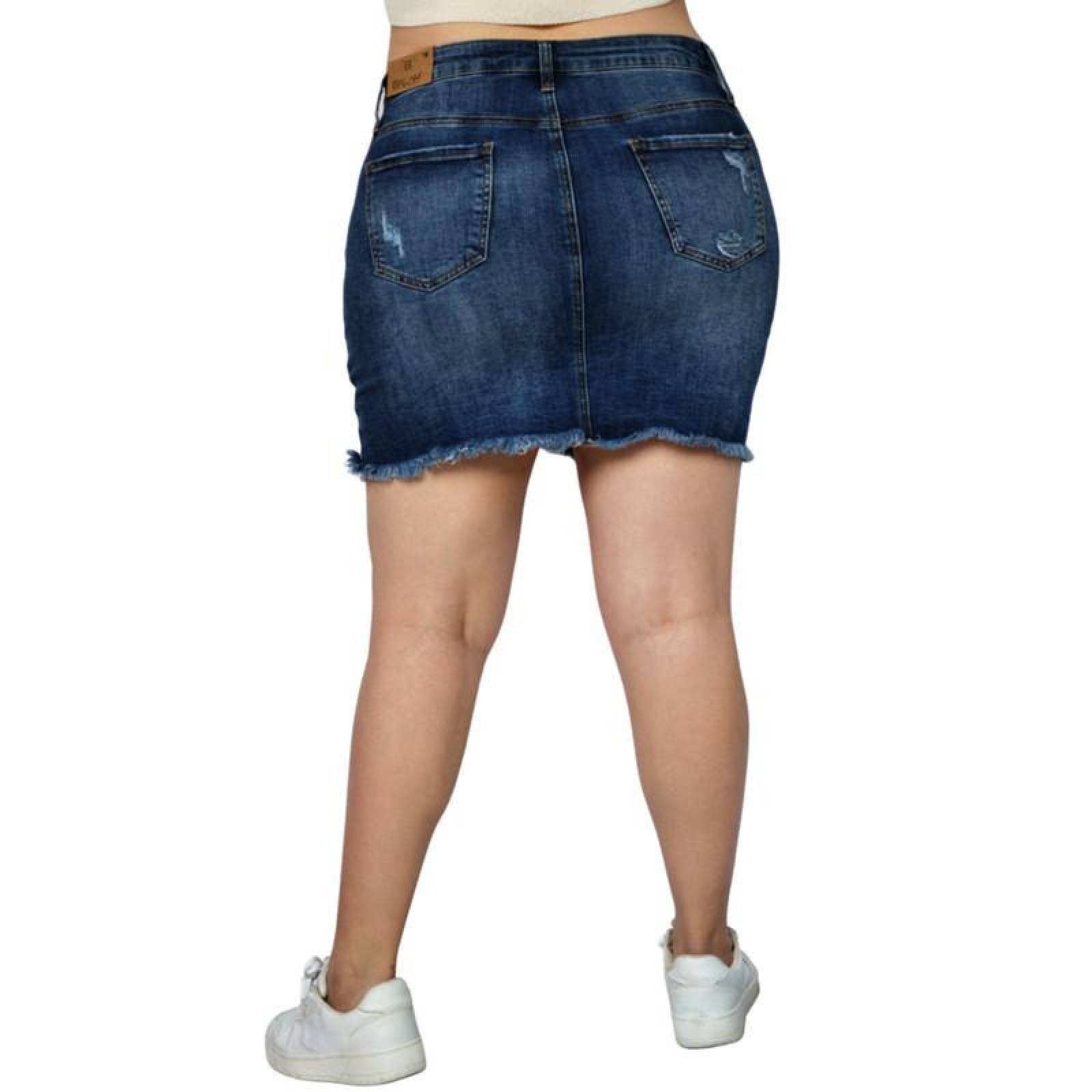 Falda de mezclilla talla extra, modelo F 6286 