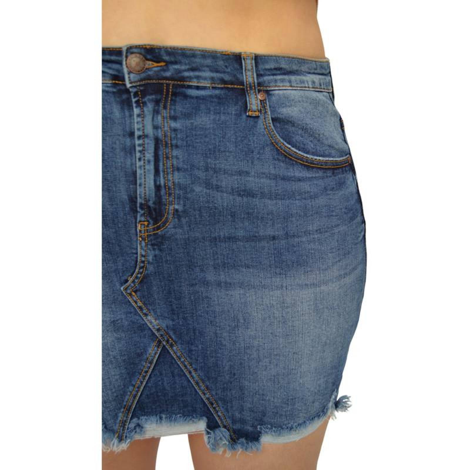 Falda de mezclilla talla extra, modelo F 6286 