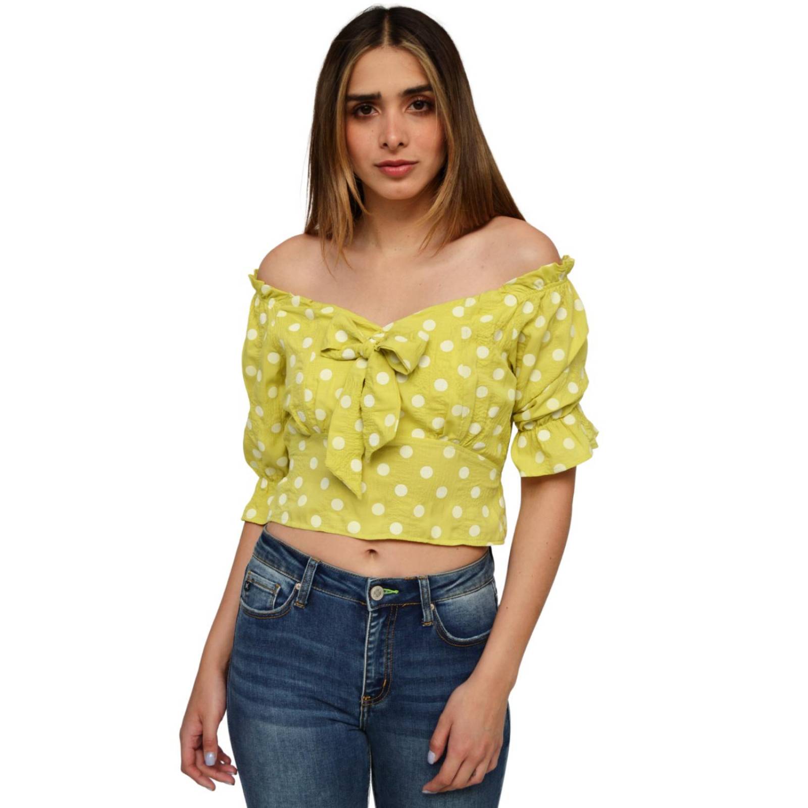 Crop top campesino, modelo 0614 (Verde) .