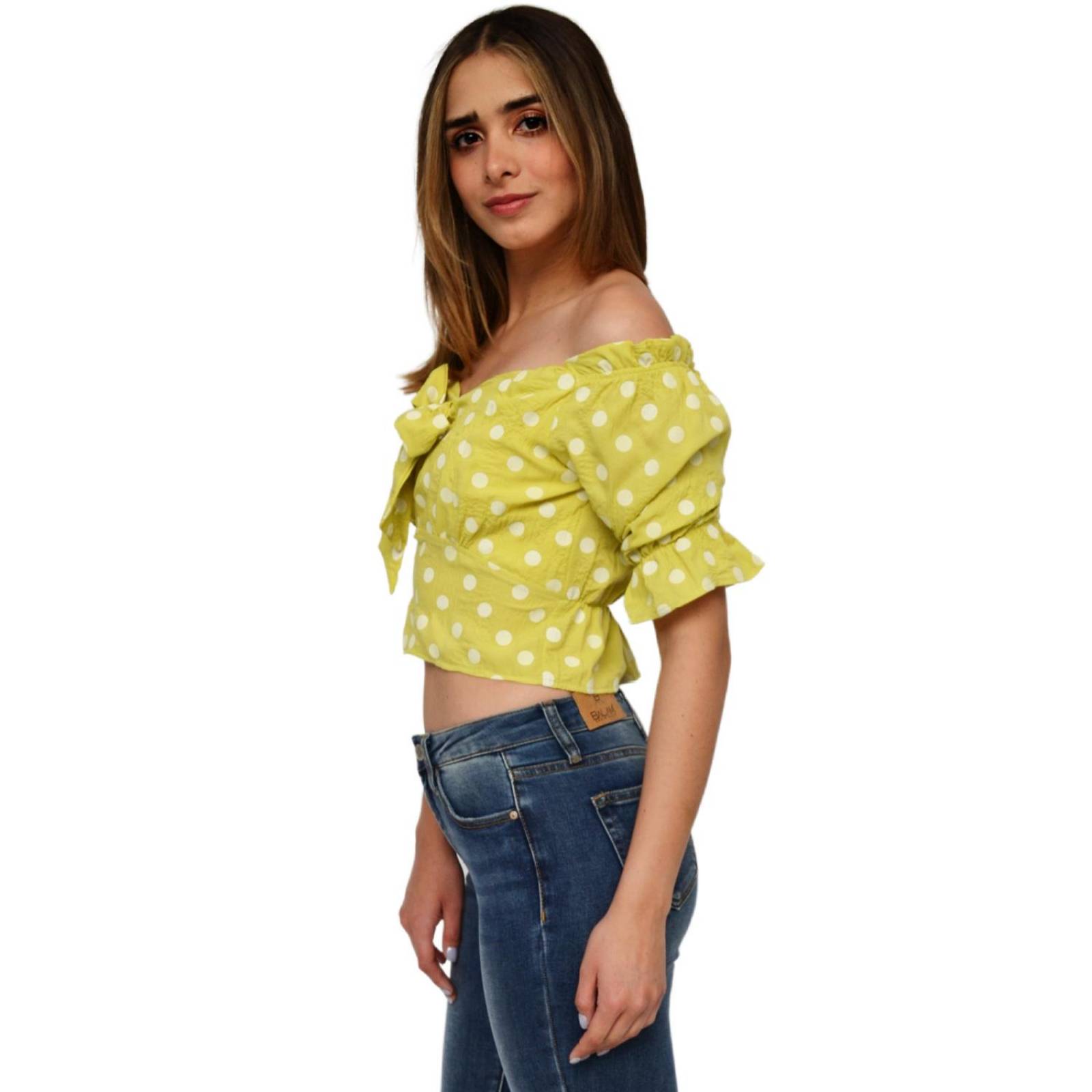 Crop top campesino, modelo 0614 (Verde) .