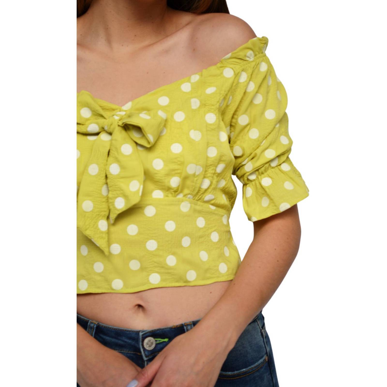 Crop top campesino, modelo 0614 (Verde) .