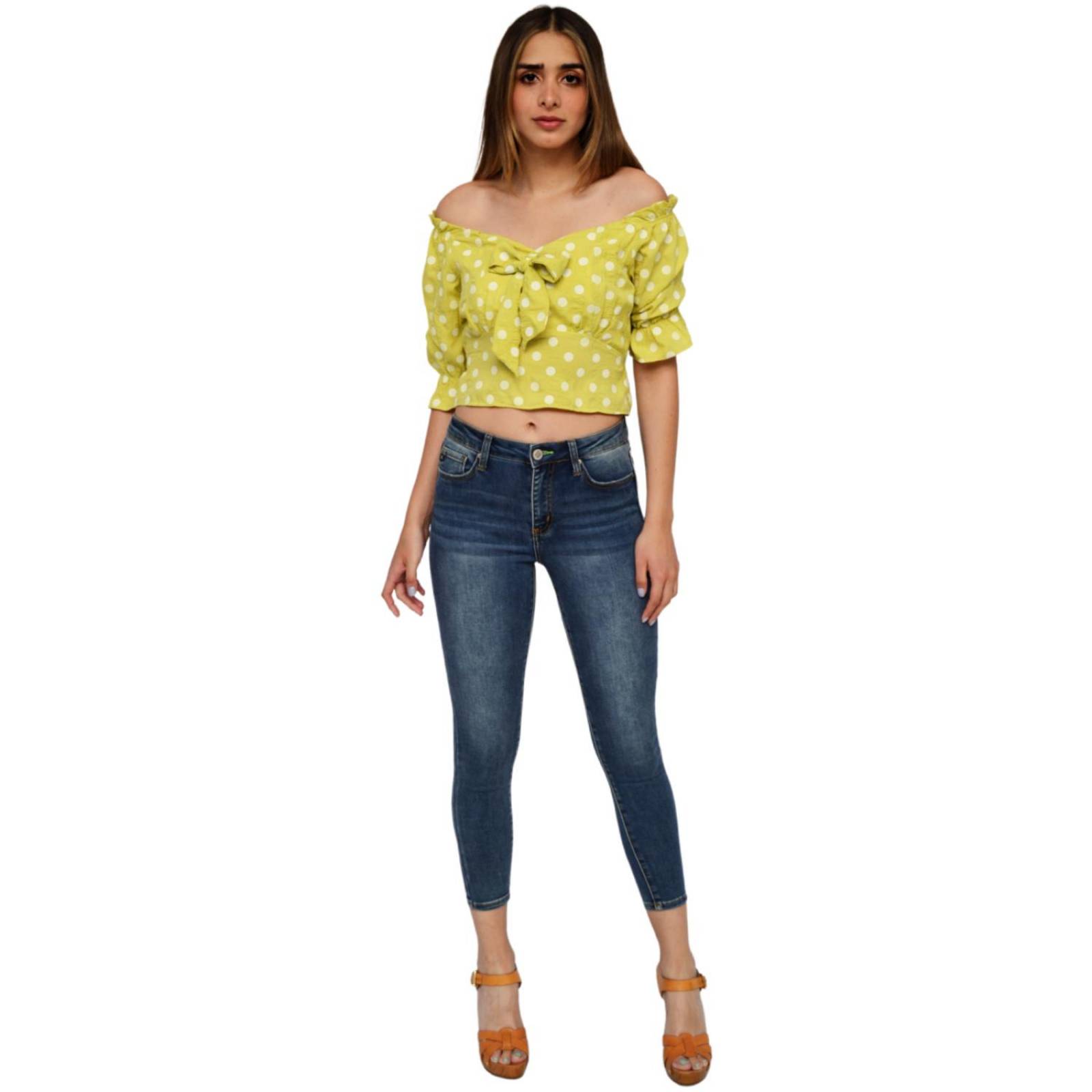 Crop top campesino, modelo 0614 (Verde) .