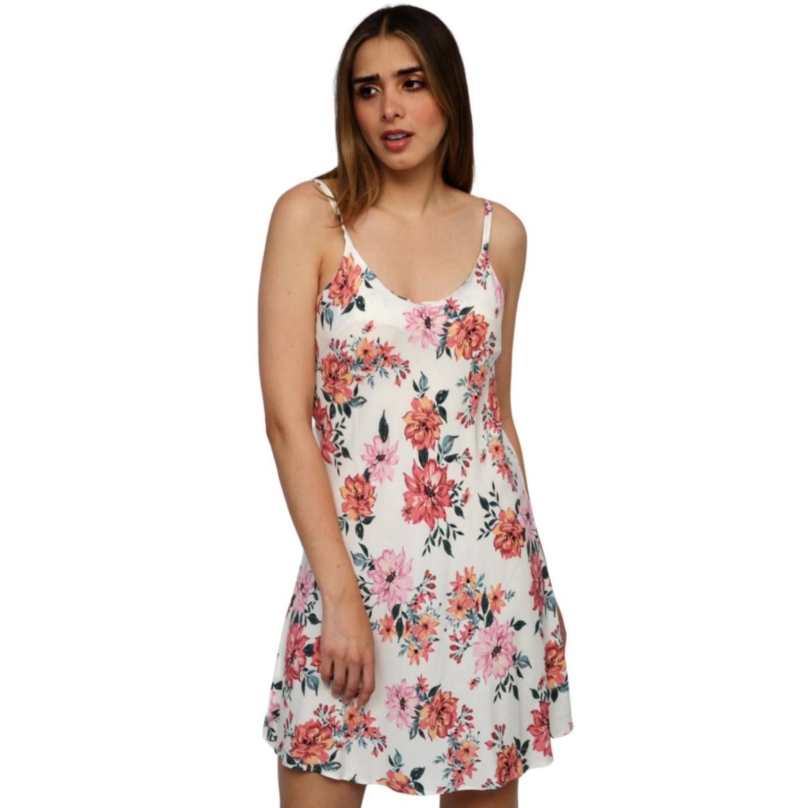 Vestidos con tirantes finos y escote en V con abertura Blanco