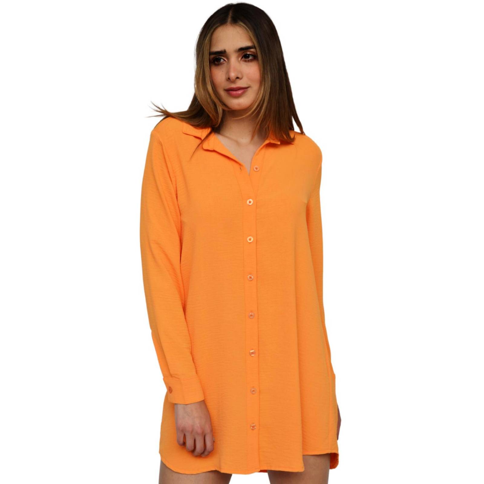 Vestido camisero oversize, modelo 1305 (Naranja) 