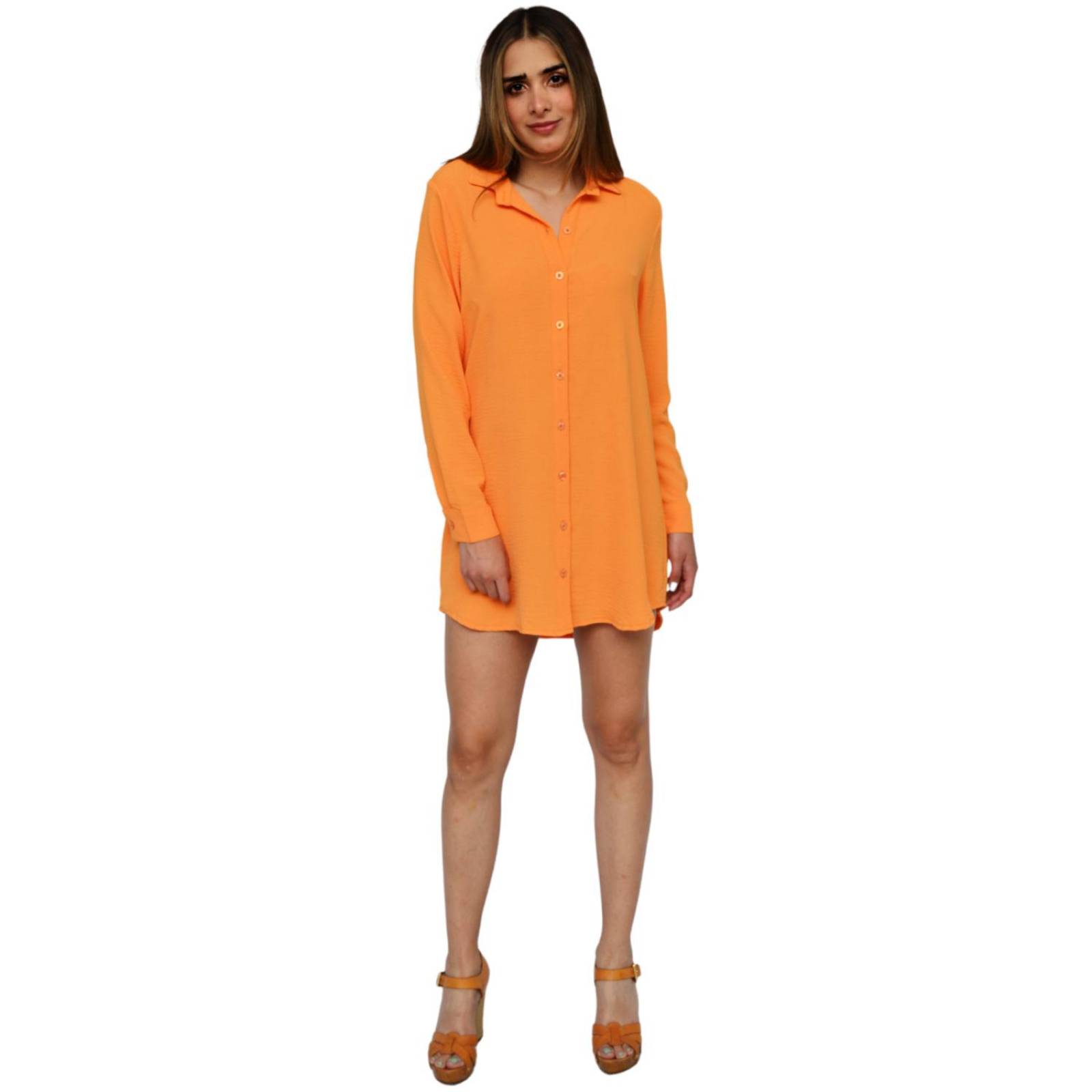 Vestido camisero oversize, modelo 1305 (Naranja) 