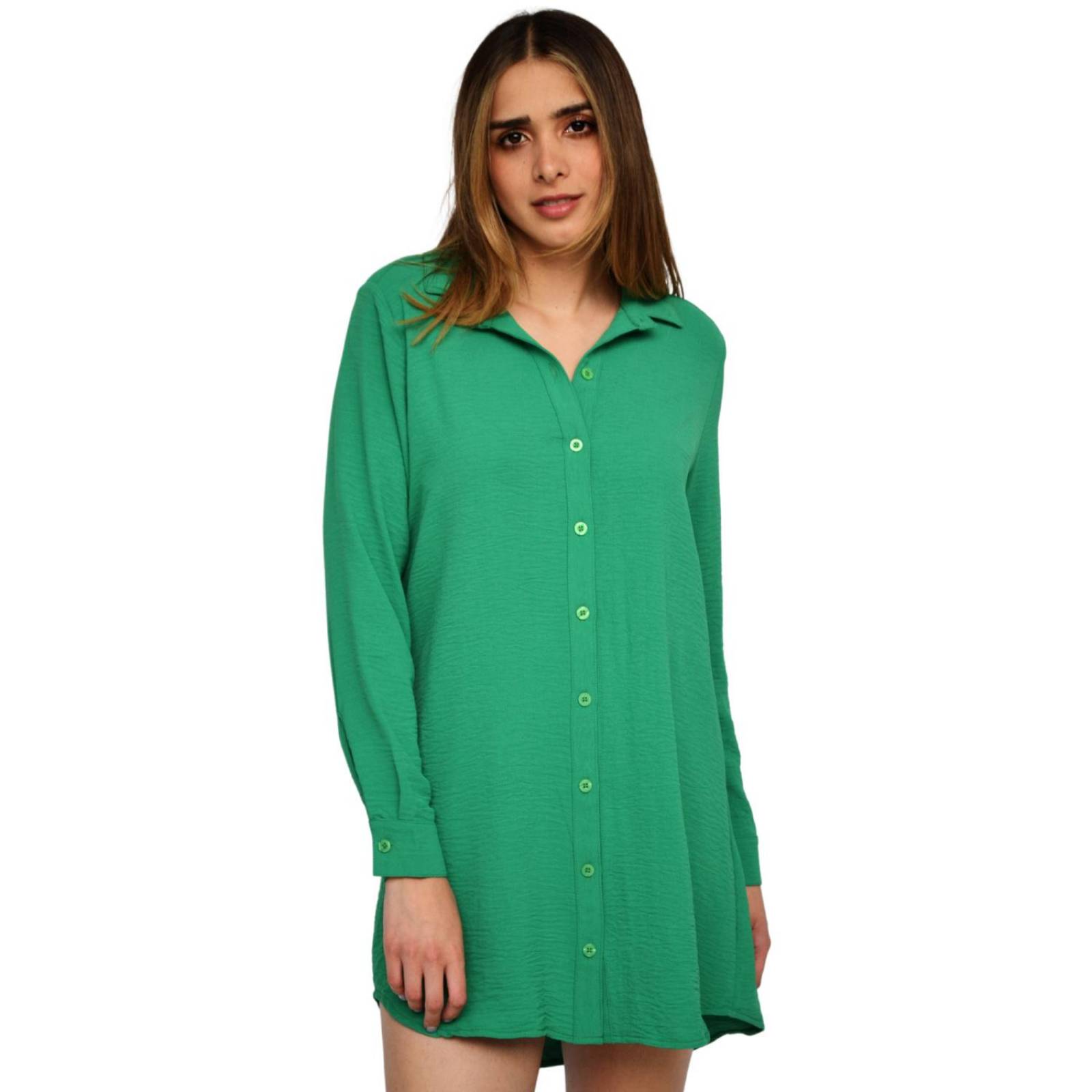 Vestido camisero oversize, modelo 1305 (Verde) 
