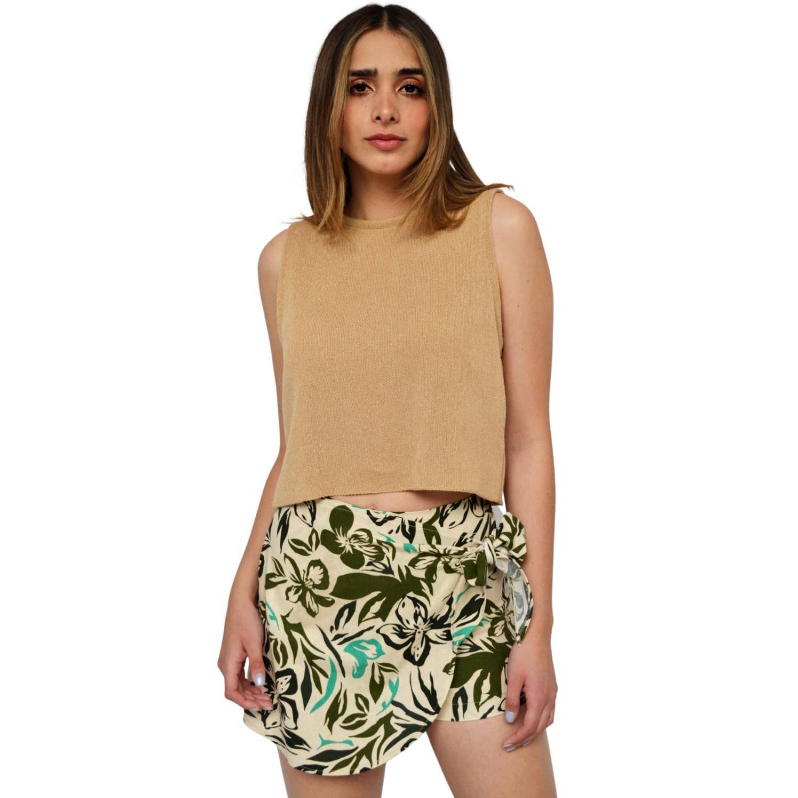 Short falda de lino, modelo 0648 (Verde) .