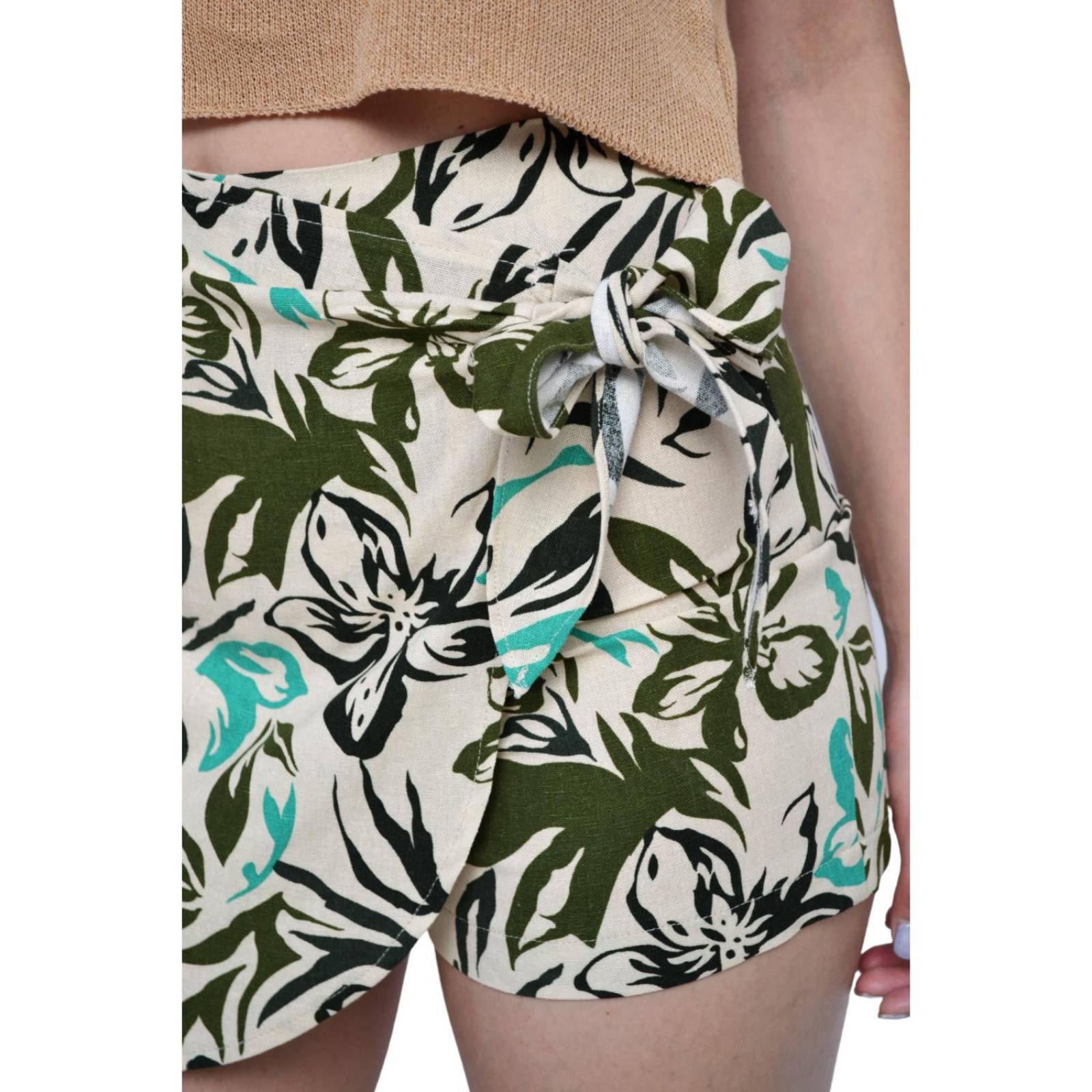 Short falda de lino, modelo 0648 (Verde) .