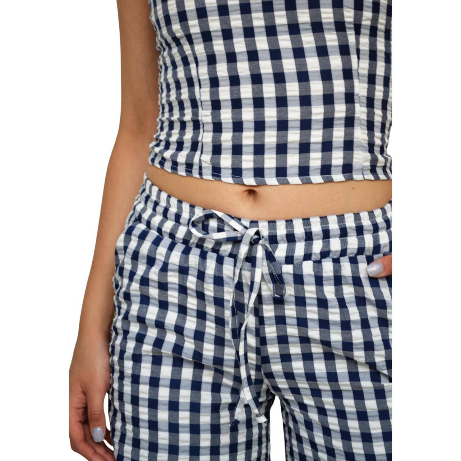 Conjunto de short y blusa, modelo 1466 (Cuadros marino)