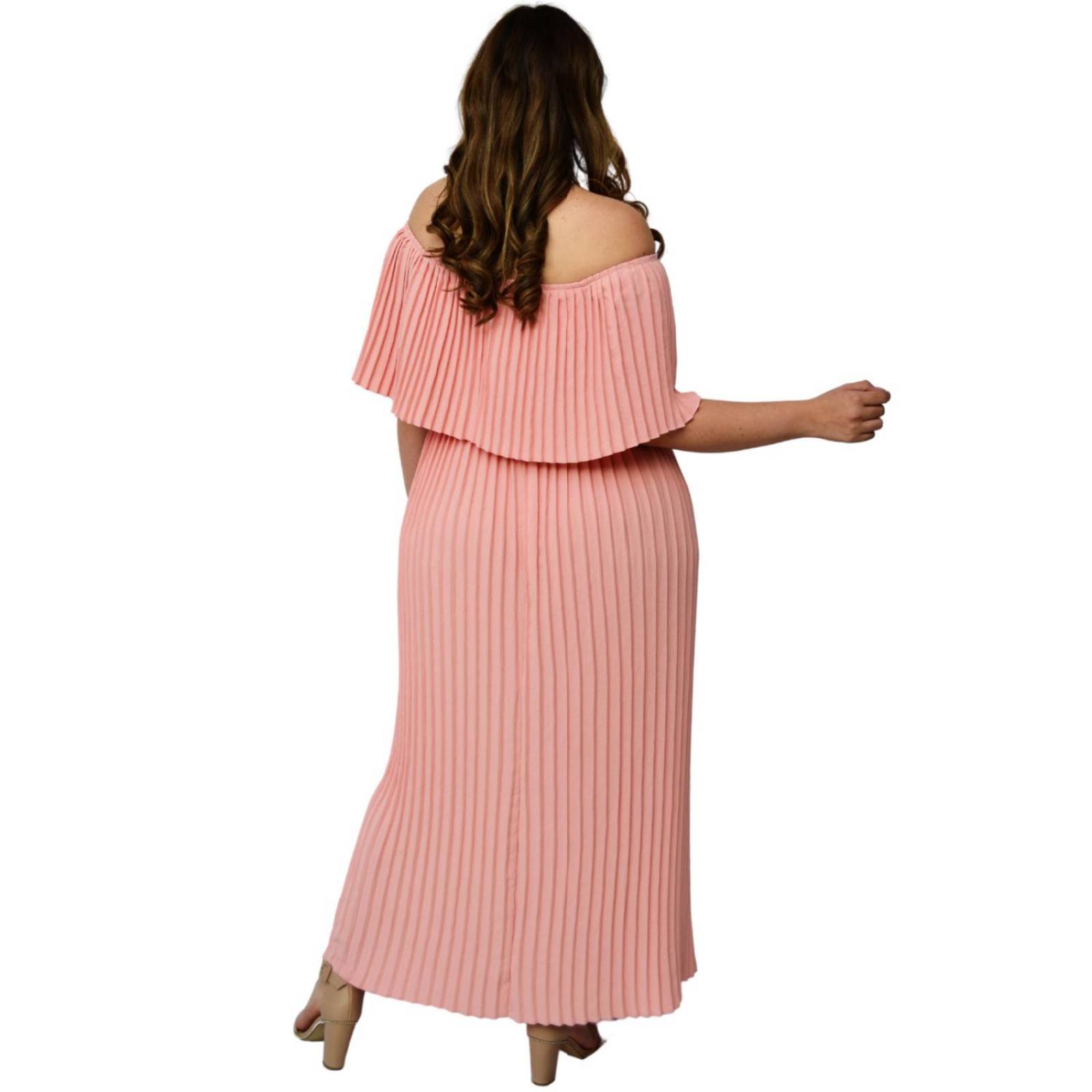 Vestido plisado talla extra, modelo 0438 (Rosa) 