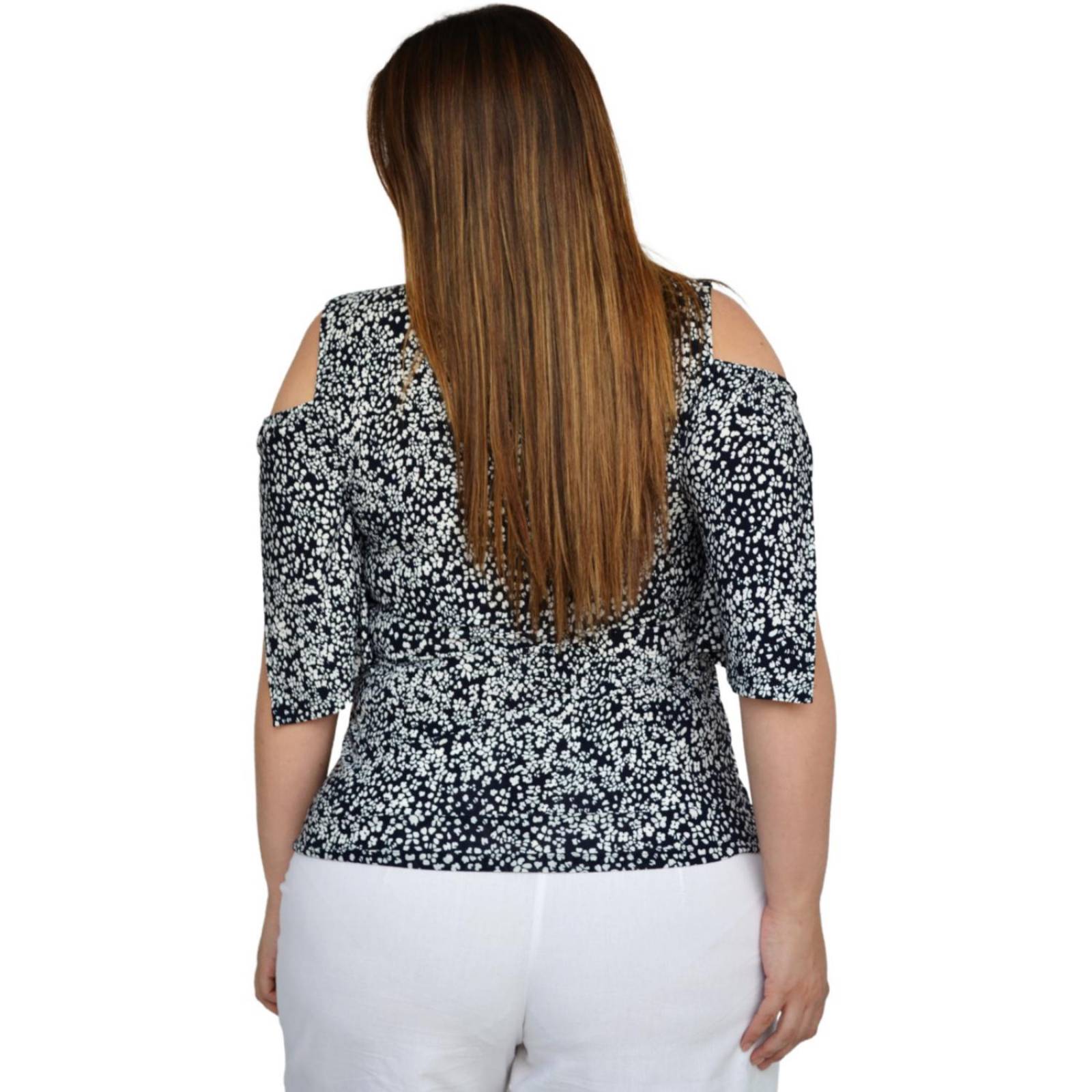 Blusa estampada talla extra, modelo 0912 (Marino) 