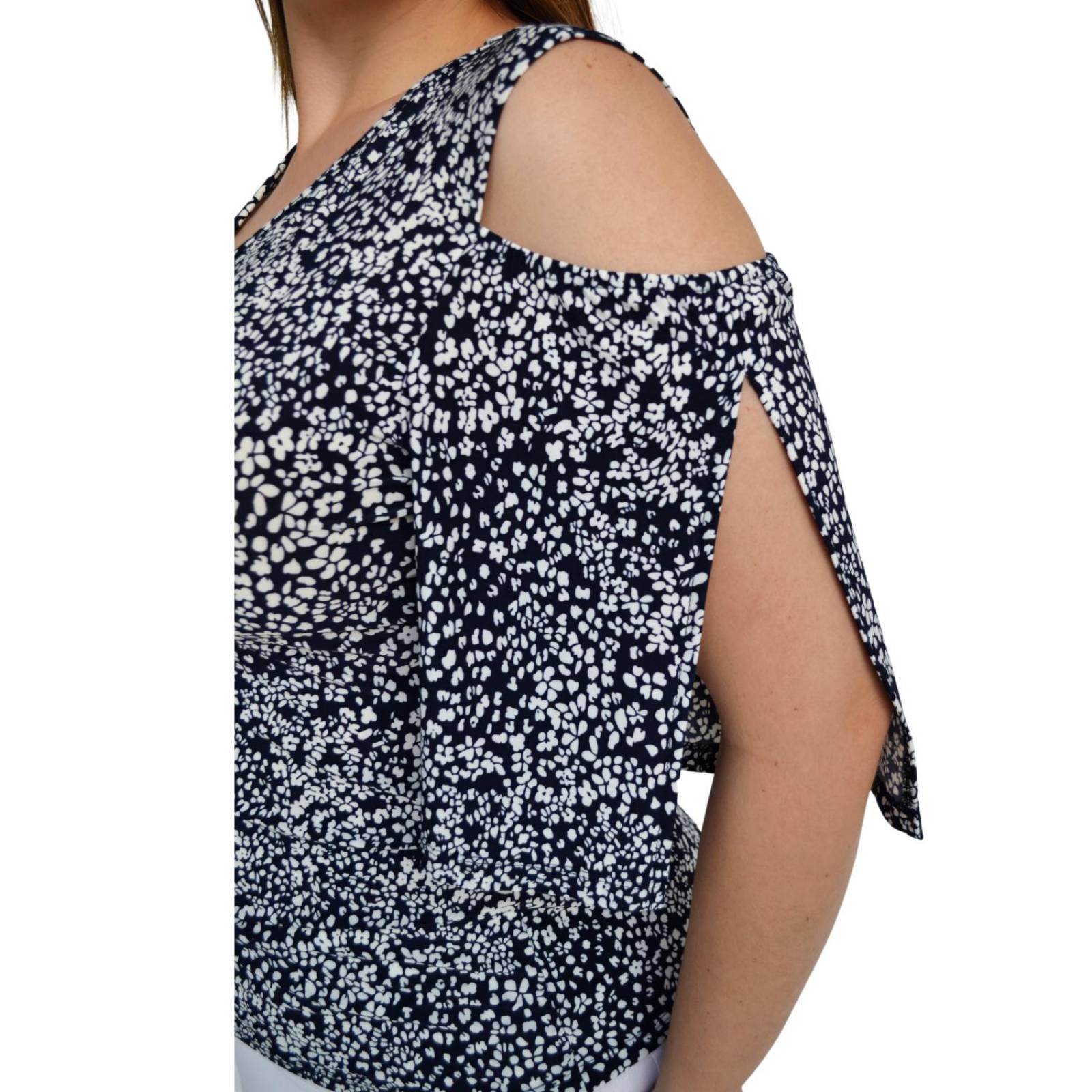 Blusa estampada talla extra, modelo 0912 (Marino) 