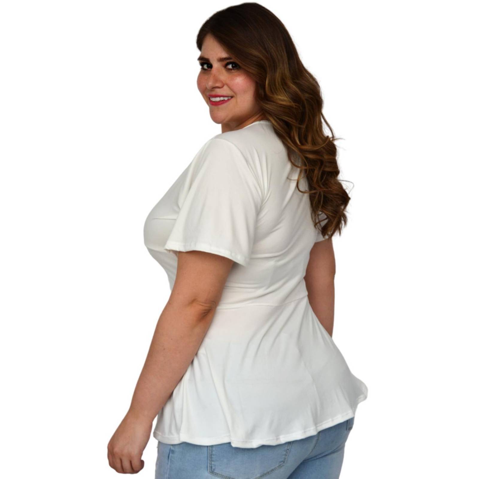 Blusa corte A talla extra, modelo 1710 (Blanco) 