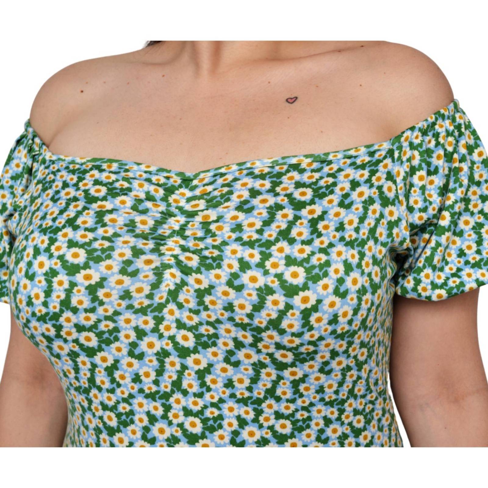 Vestido strech talla extra, modelo 4280 (Azul floreado)