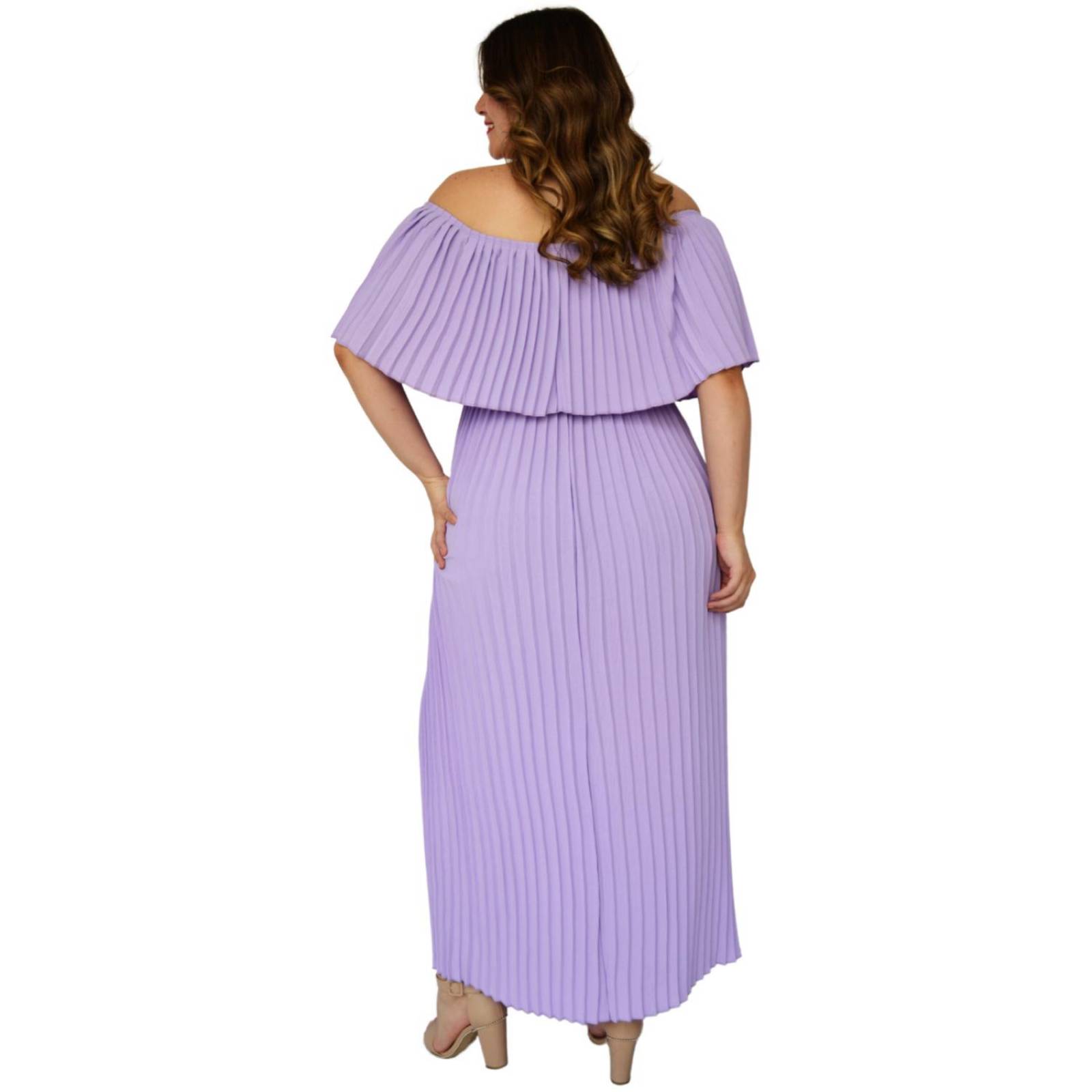 Vestido plisado talla extra, modelo 0438 (Lila) 