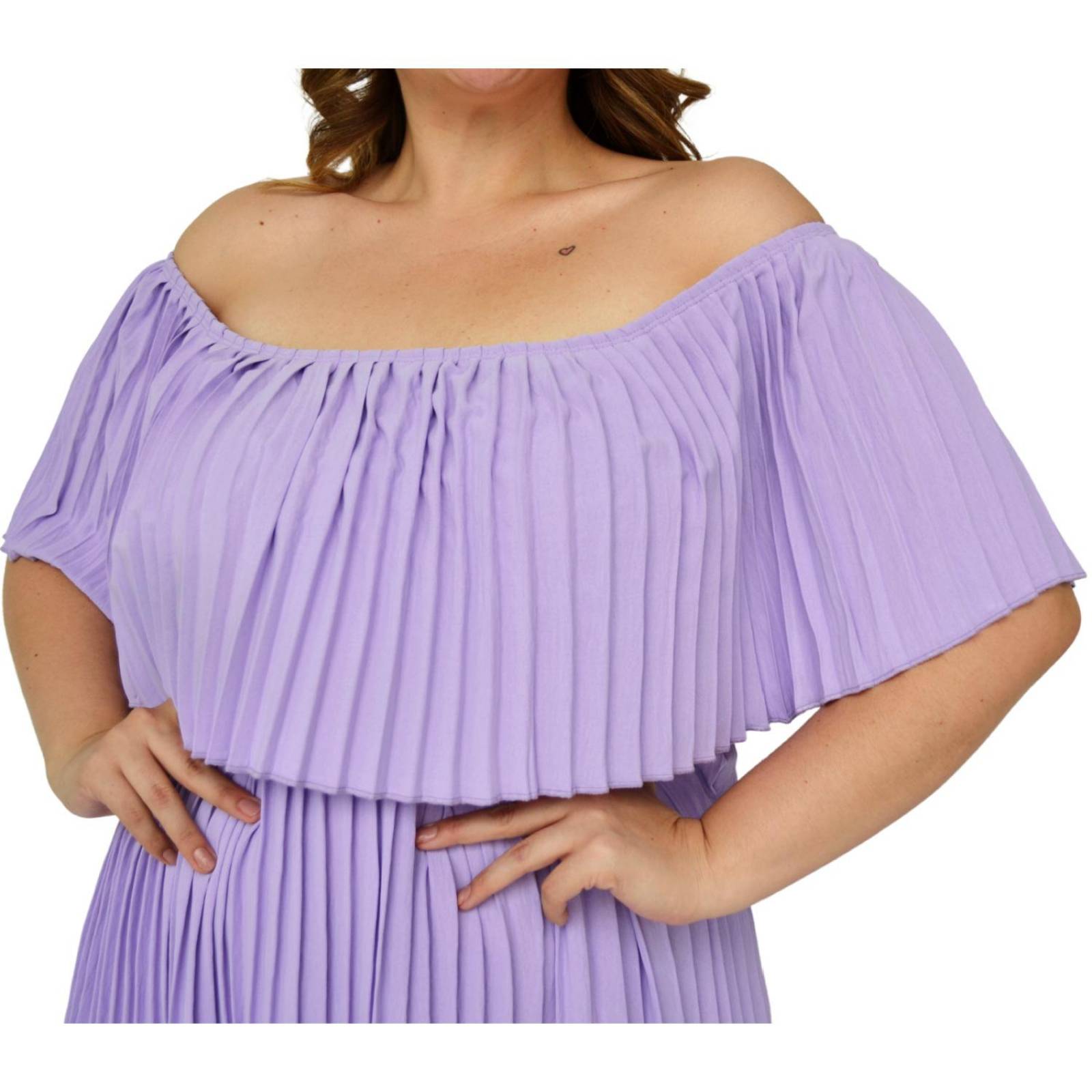 Vestido plisado talla extra, modelo 0438 (Lila) 