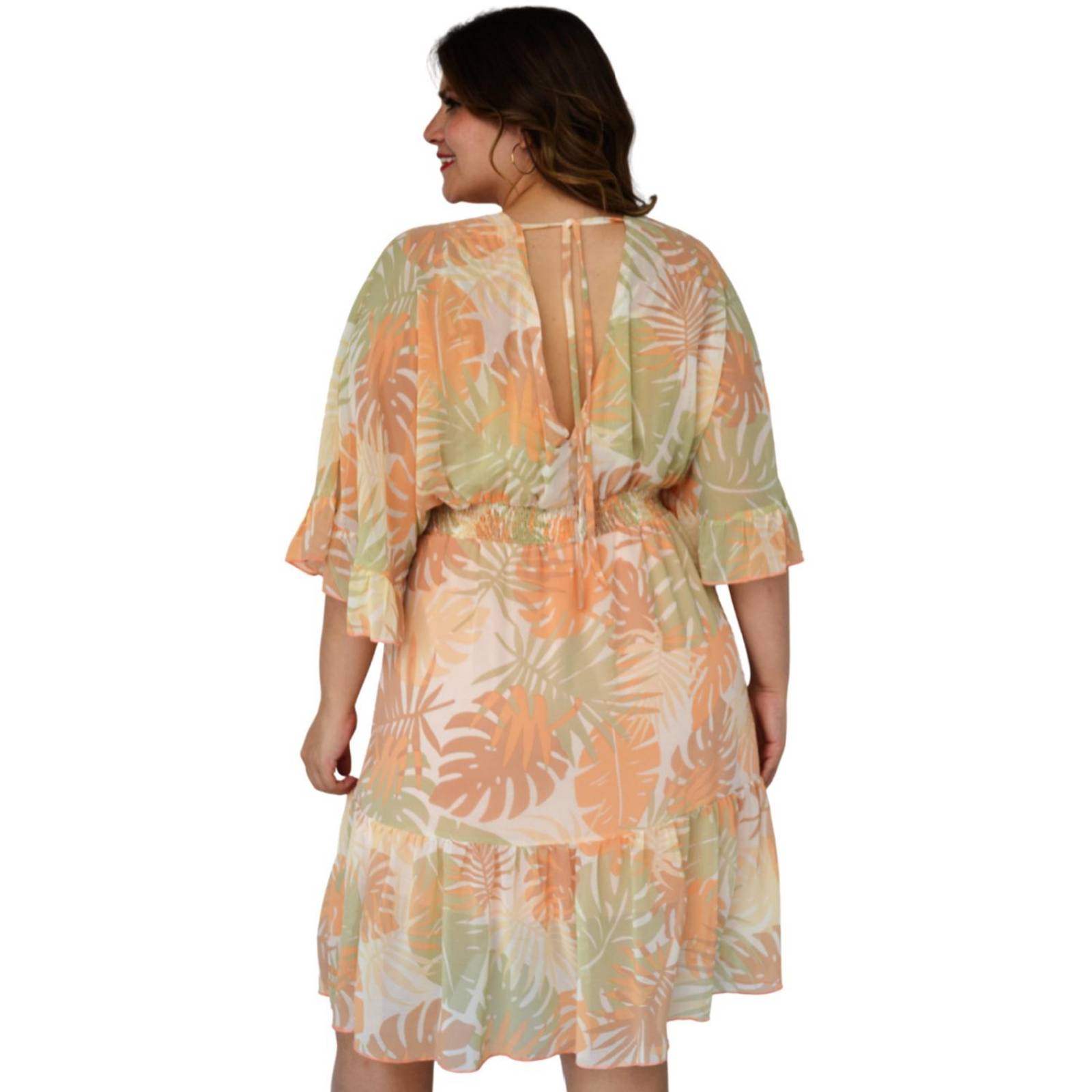 Vestido vaporoso talla extra, modelo 1978 (Durazno) 