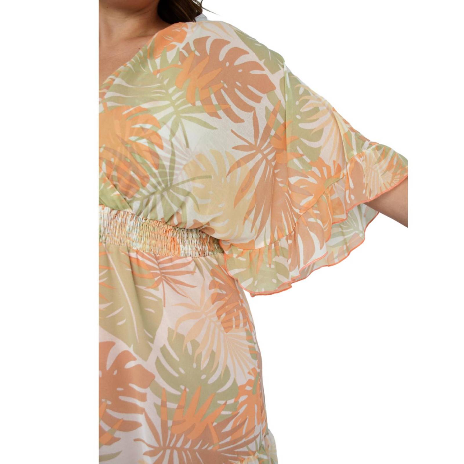 Vestido vaporoso talla extra, modelo 1978 (Durazno) 