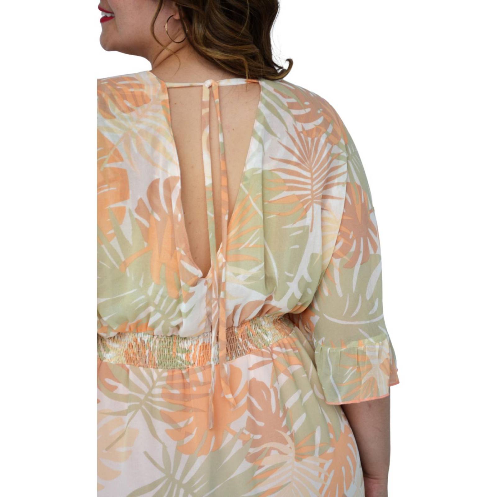 Vestido vaporoso talla extra, modelo 1978 (Durazno) 