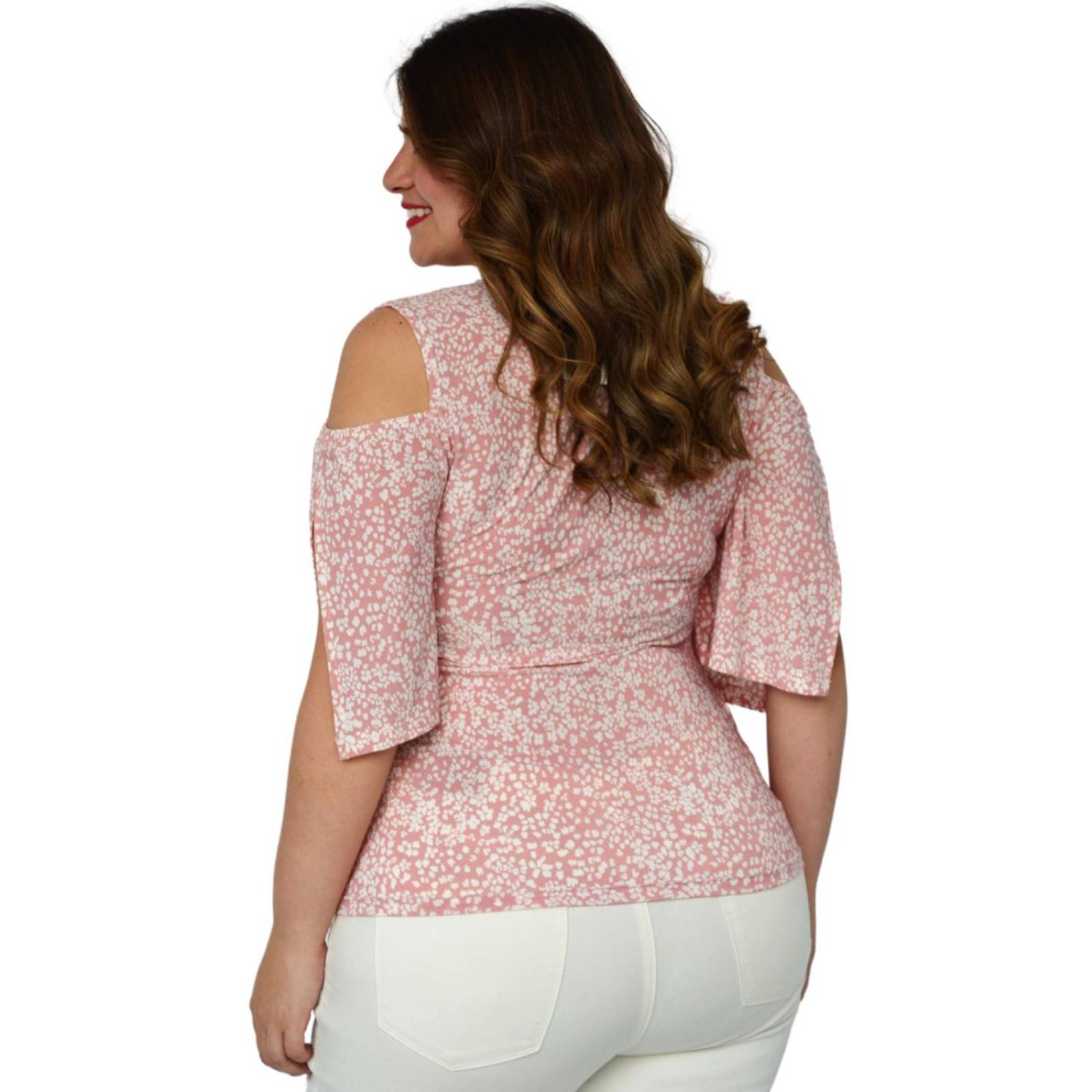 Blusa estampada talla extra, modelo 0912 (Rosa) 