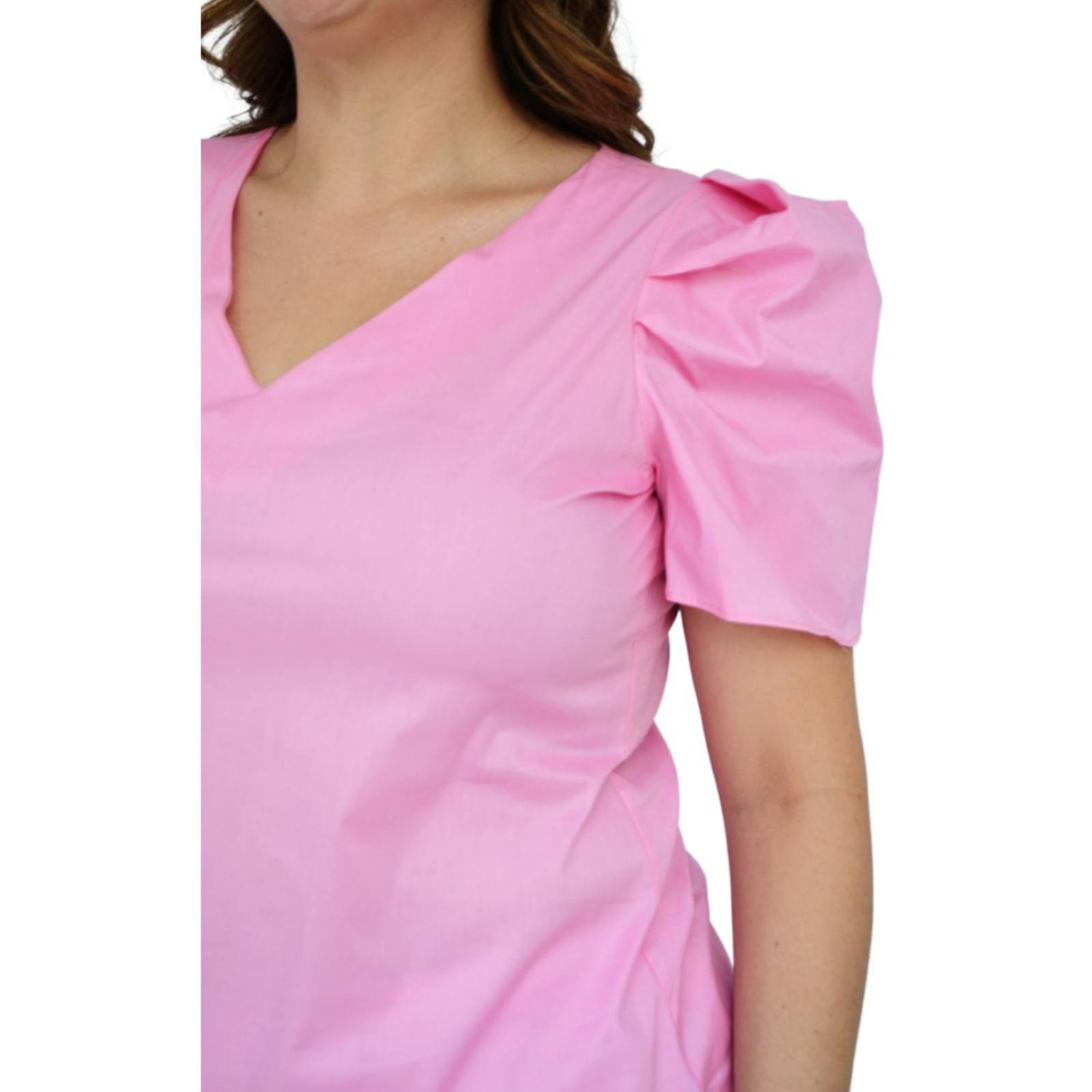 Blusa de popelina talla extra, modelo 2127 (Rosa) 