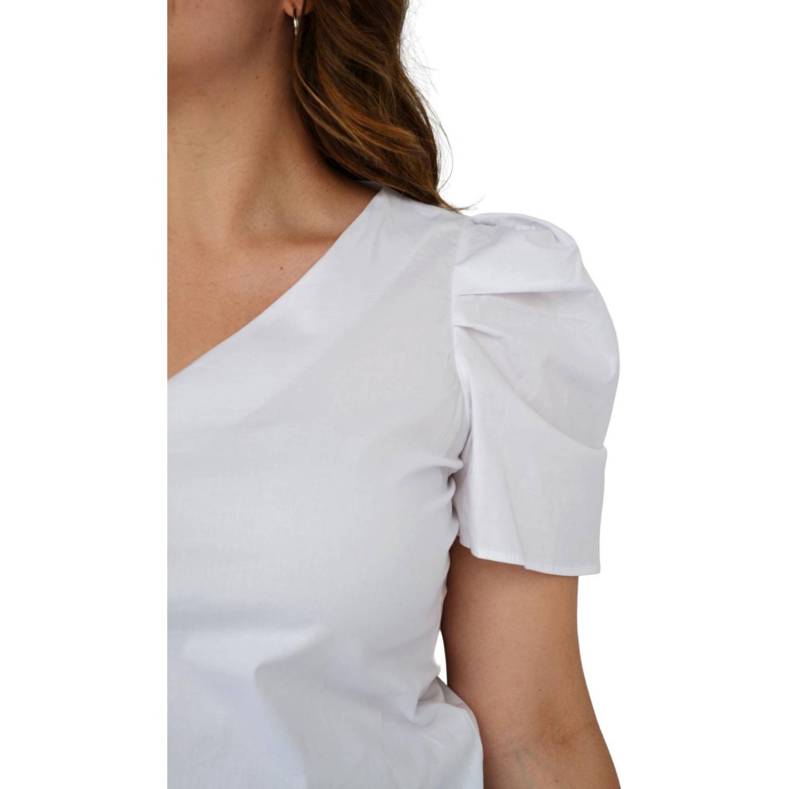 Blusa de popelina talla extra, modelo 2127 (Blanco)