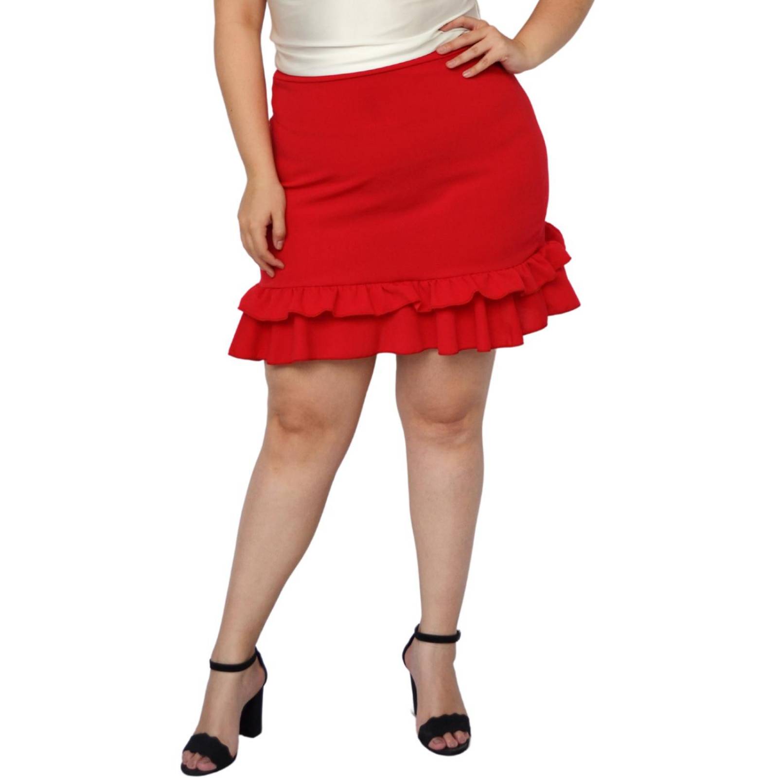 Falda corta talla extra, modelo 7036 (Rojo) .