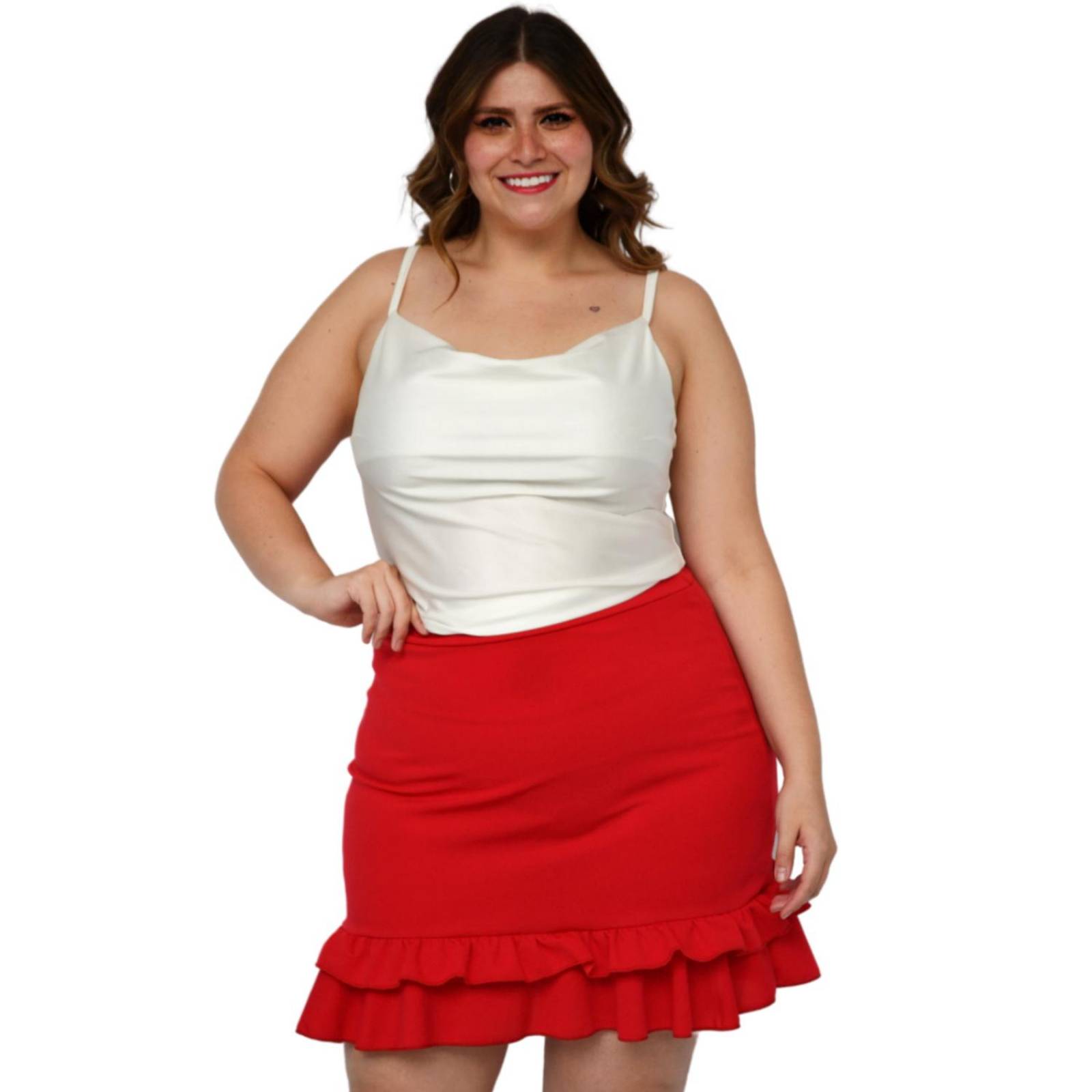 Falda corta talla extra, modelo 7036 (Rojo) .