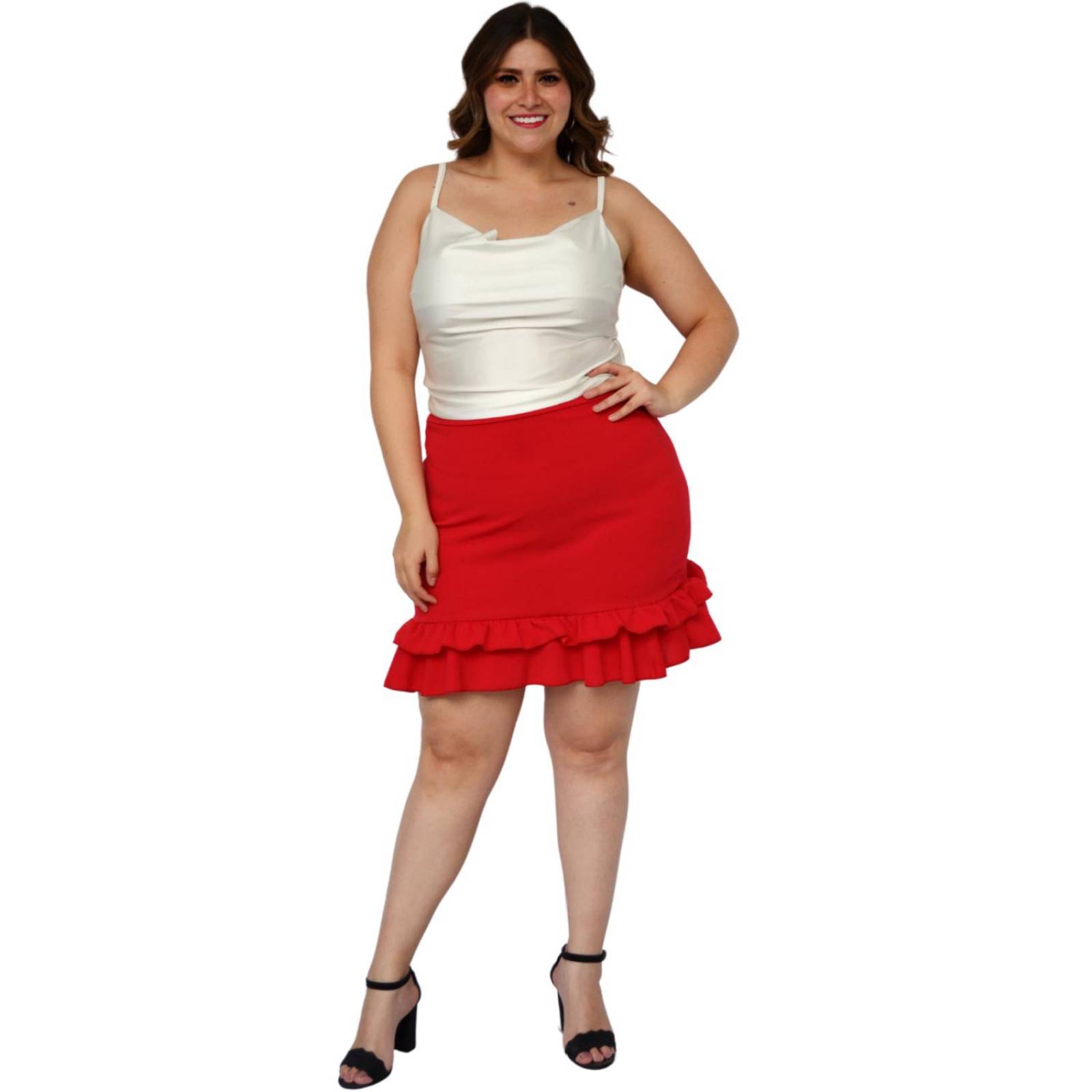 Falda corta talla extra, modelo 7036 (Rojo) .