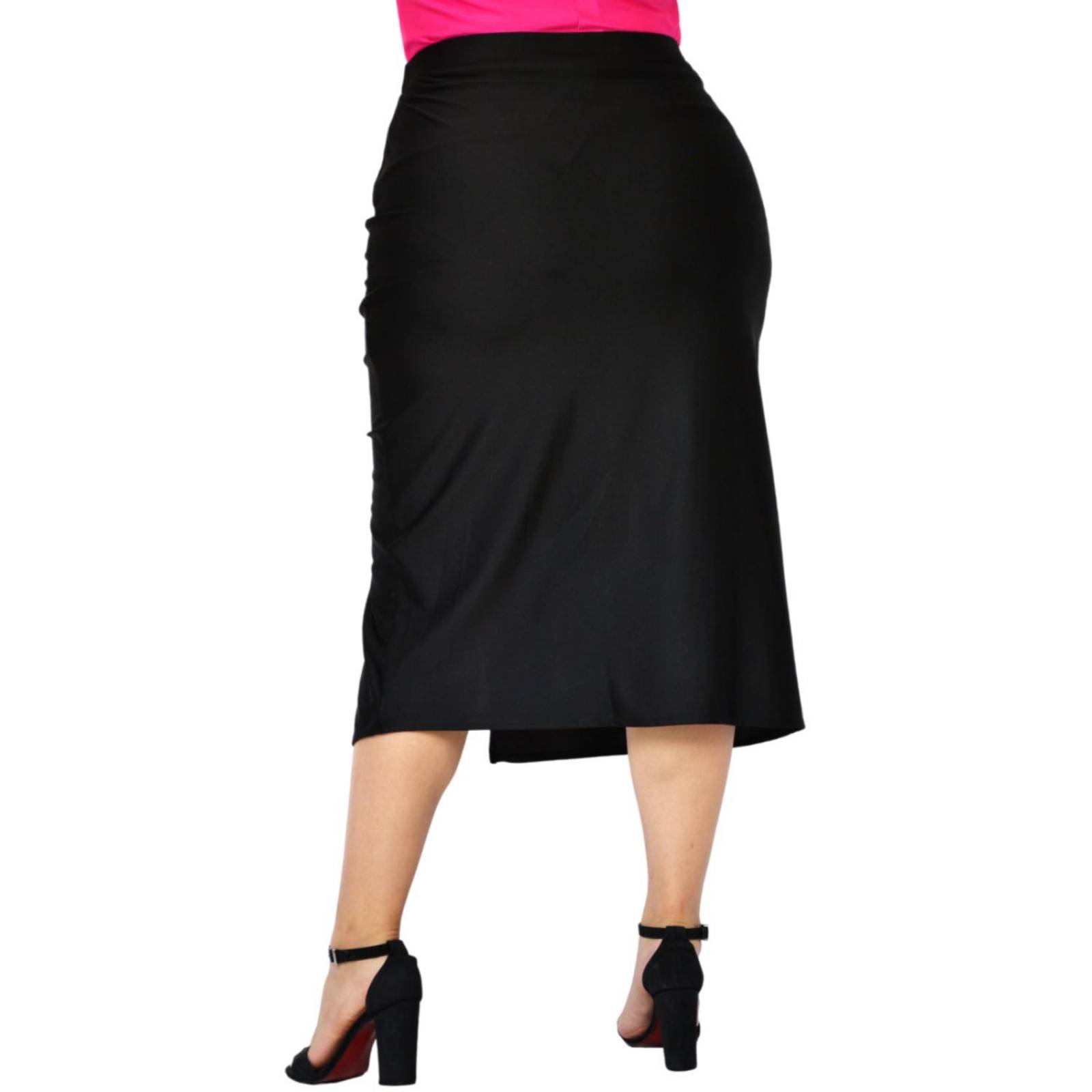 Falda midi con abertura (talla extra), modelo 0329 (Negro) 