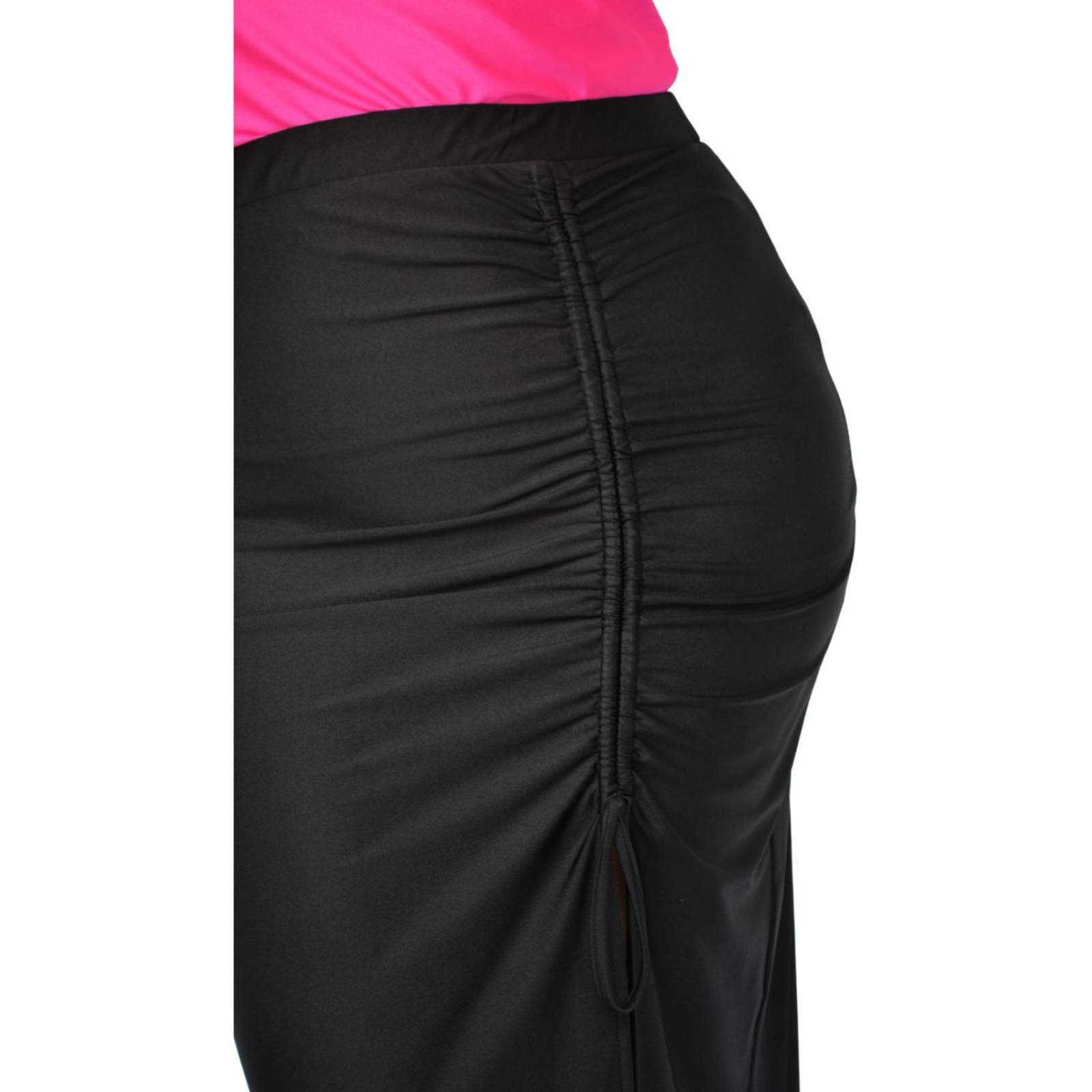 Falda midi con abertura (talla extra), modelo 0329 (Negro) 