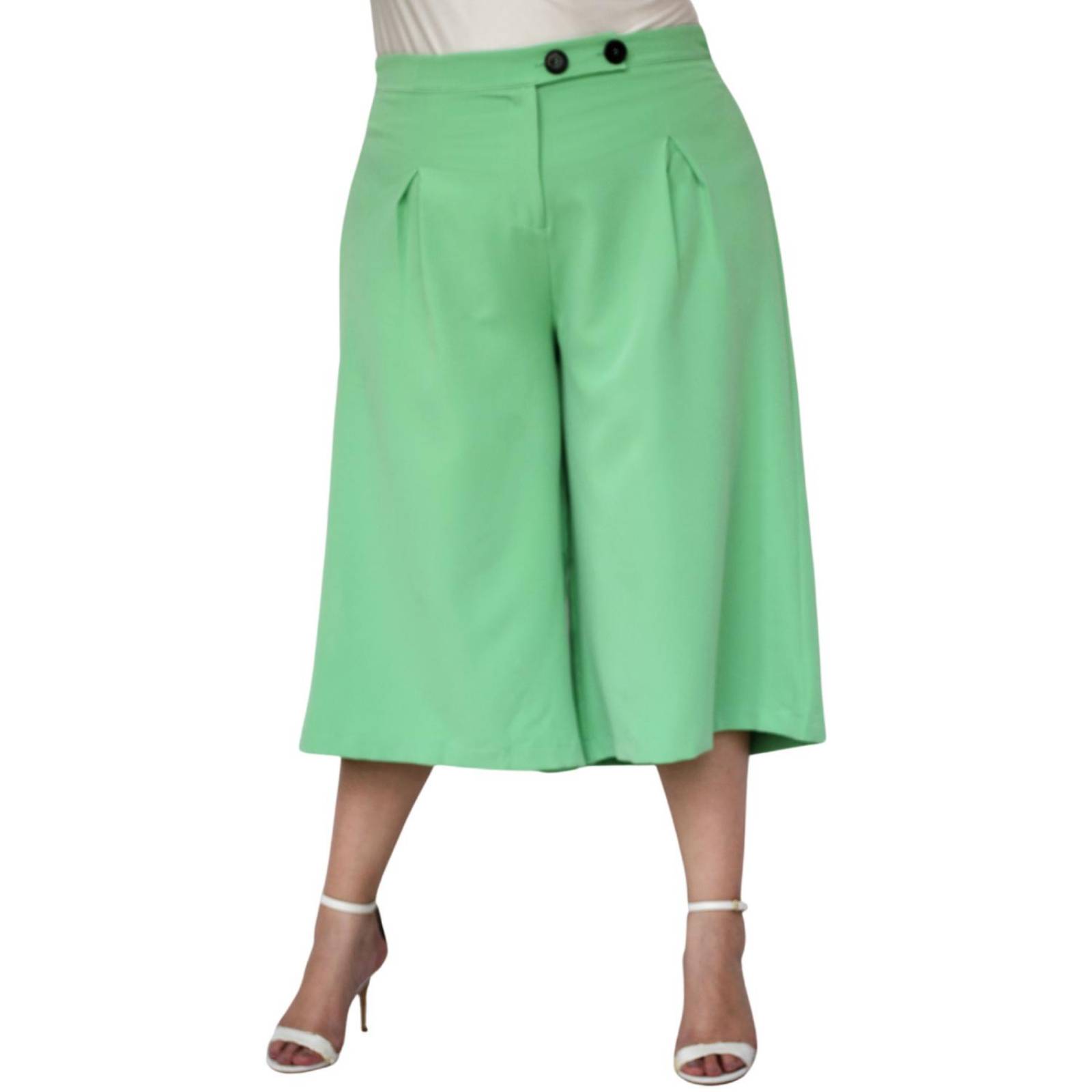 Capri de pierna ancha (talla extra), modelo 7172 (Verde) 