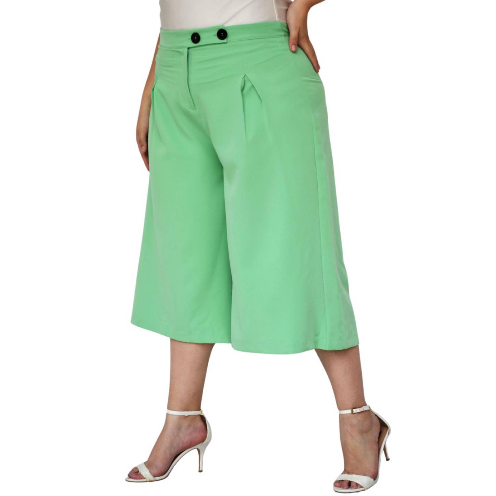 Capri de pierna ancha (talla extra), modelo 7172 (Verde) 