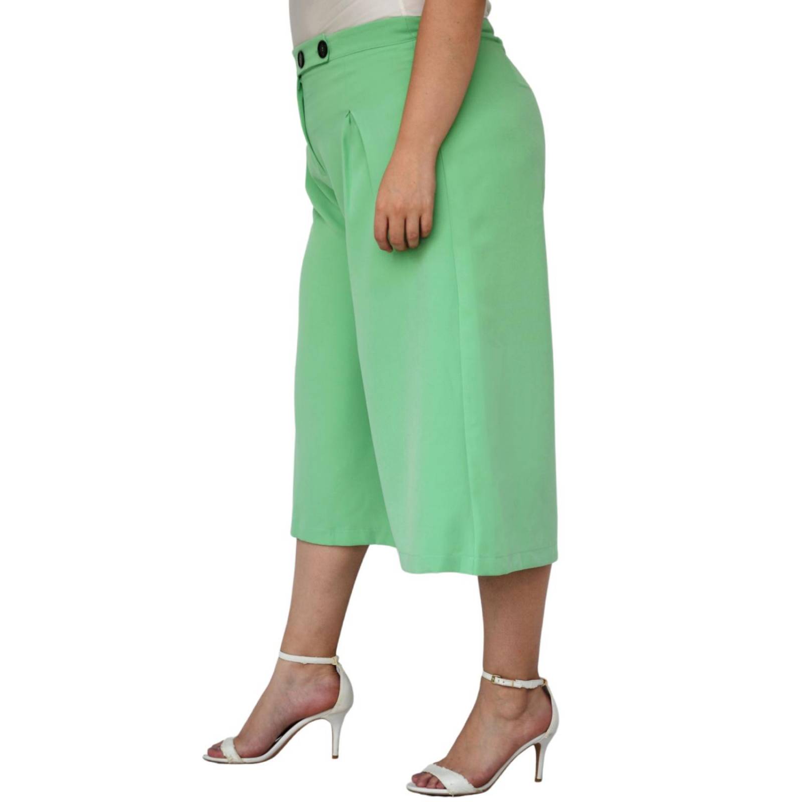 Capri de pierna ancha (talla extra), modelo 7172 (Verde) 