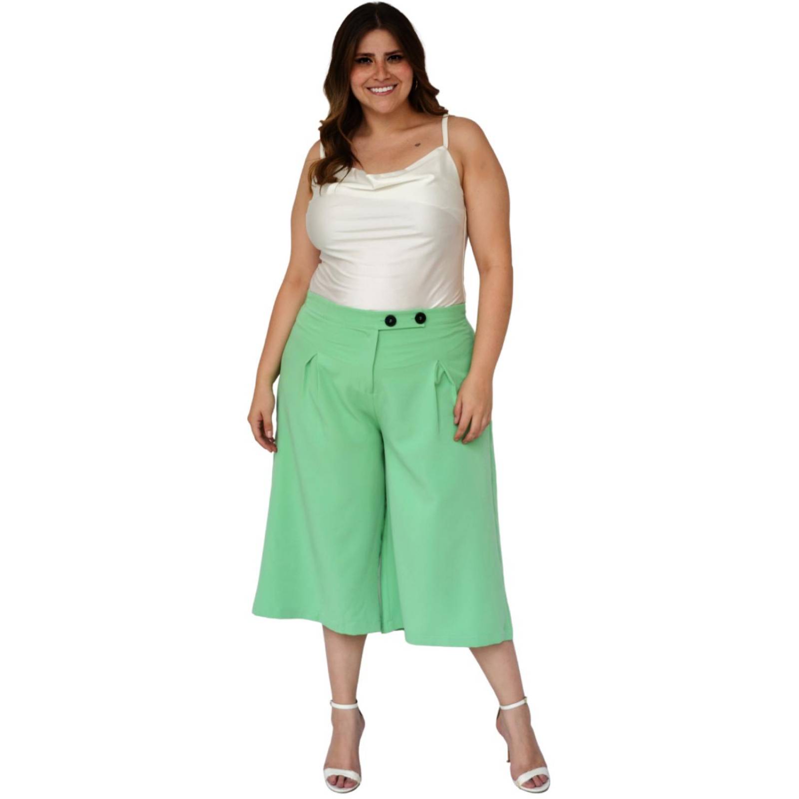 Capri de pierna ancha (talla extra), modelo 7172 (Verde) 