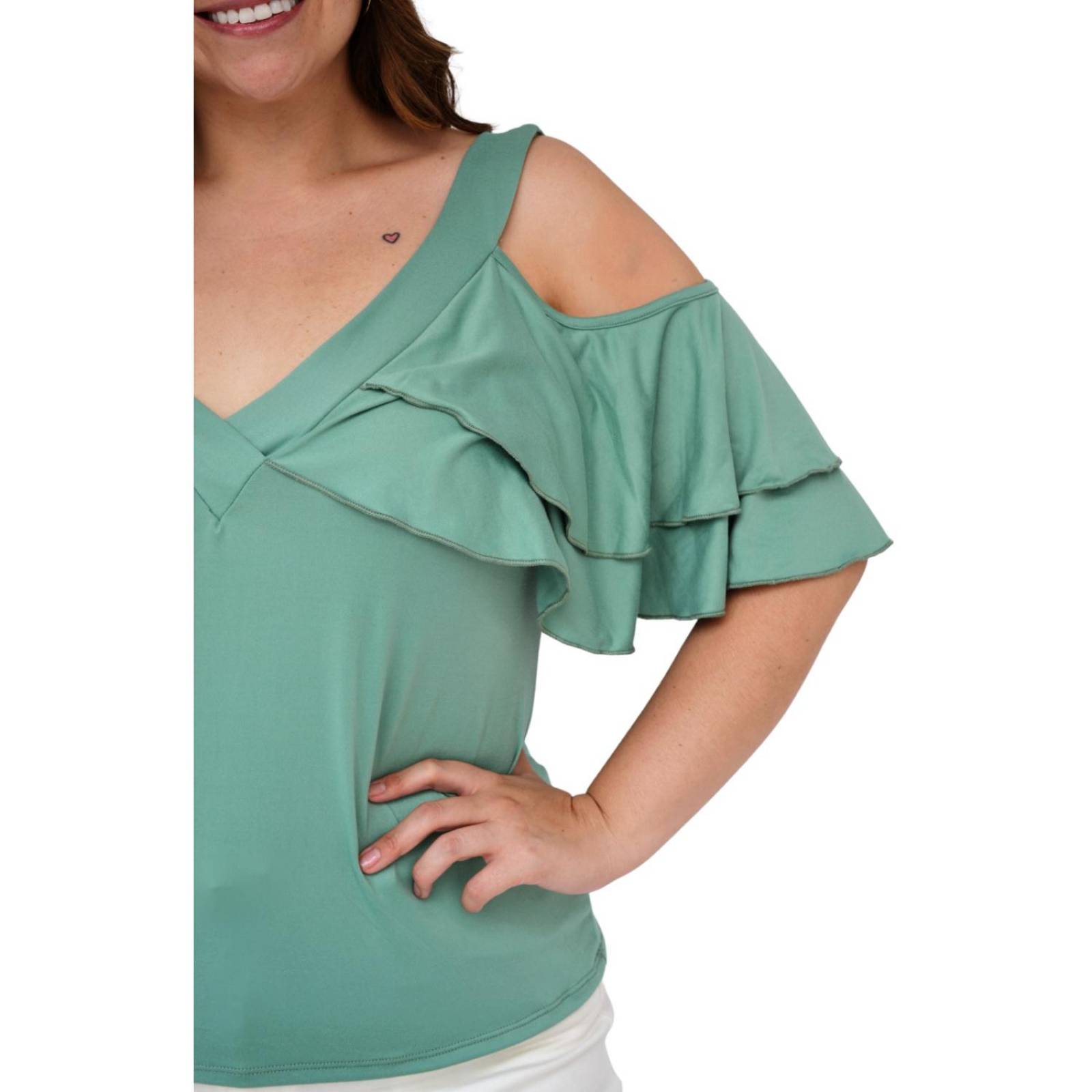Blusa manga caída talla extra, modelo 1732 (Menta) 