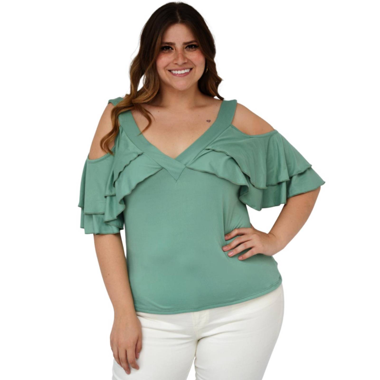 Blusa manga caída talla extra, modelo 1732 (Menta) 